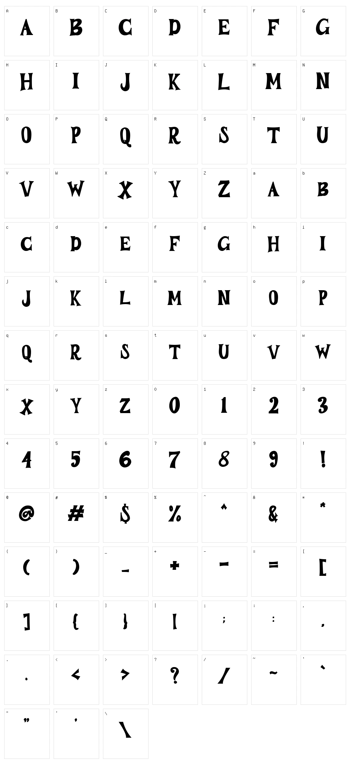 Buztery Character Set