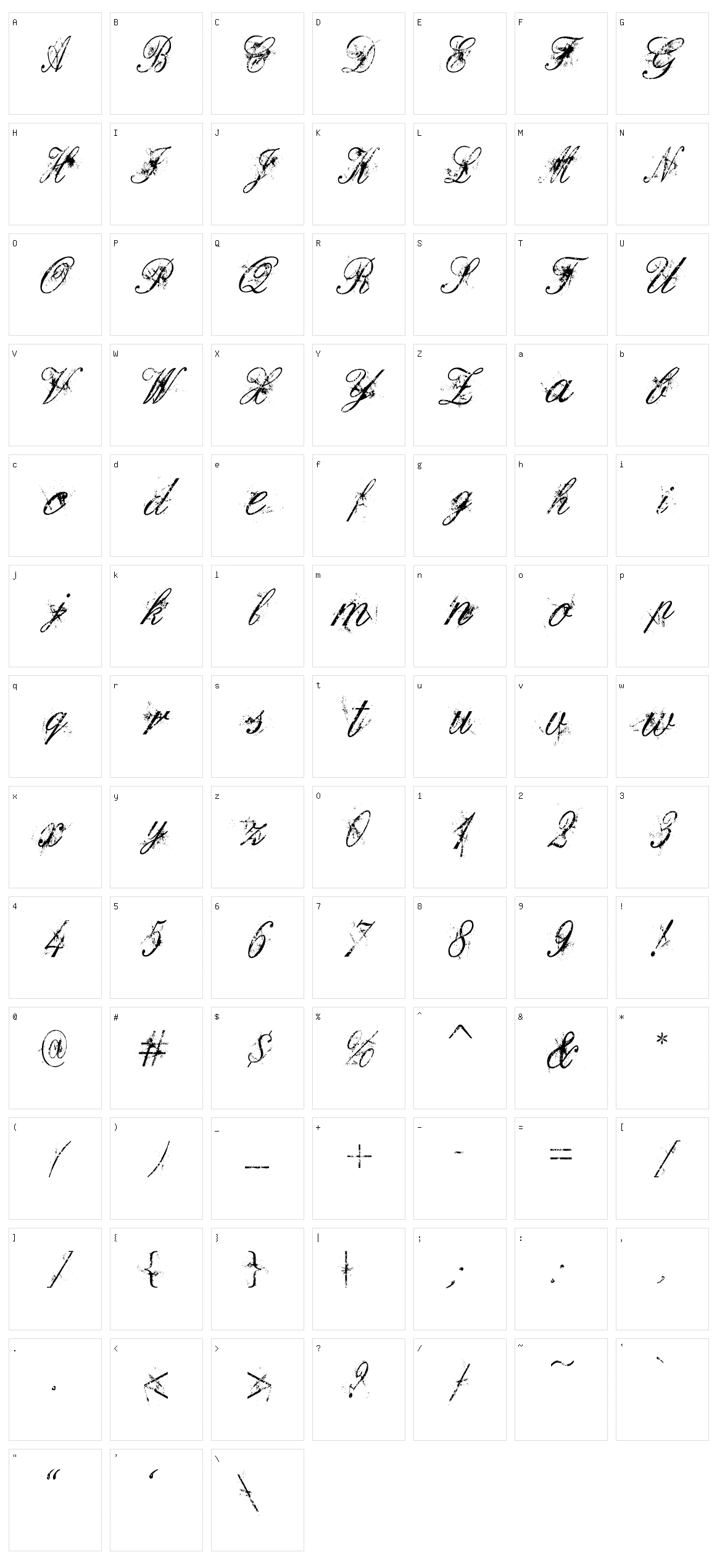 Dirty English Character Set