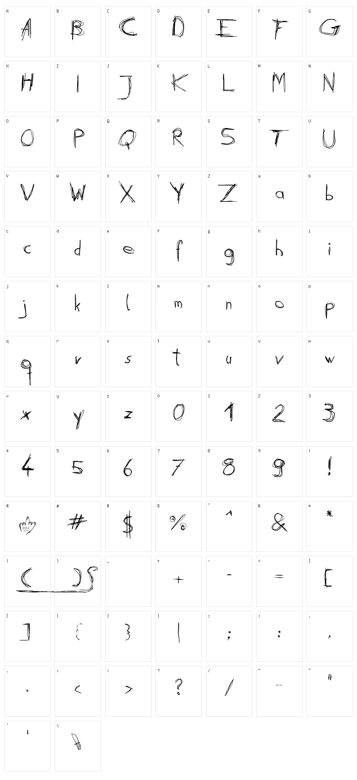 Daubed Character Set