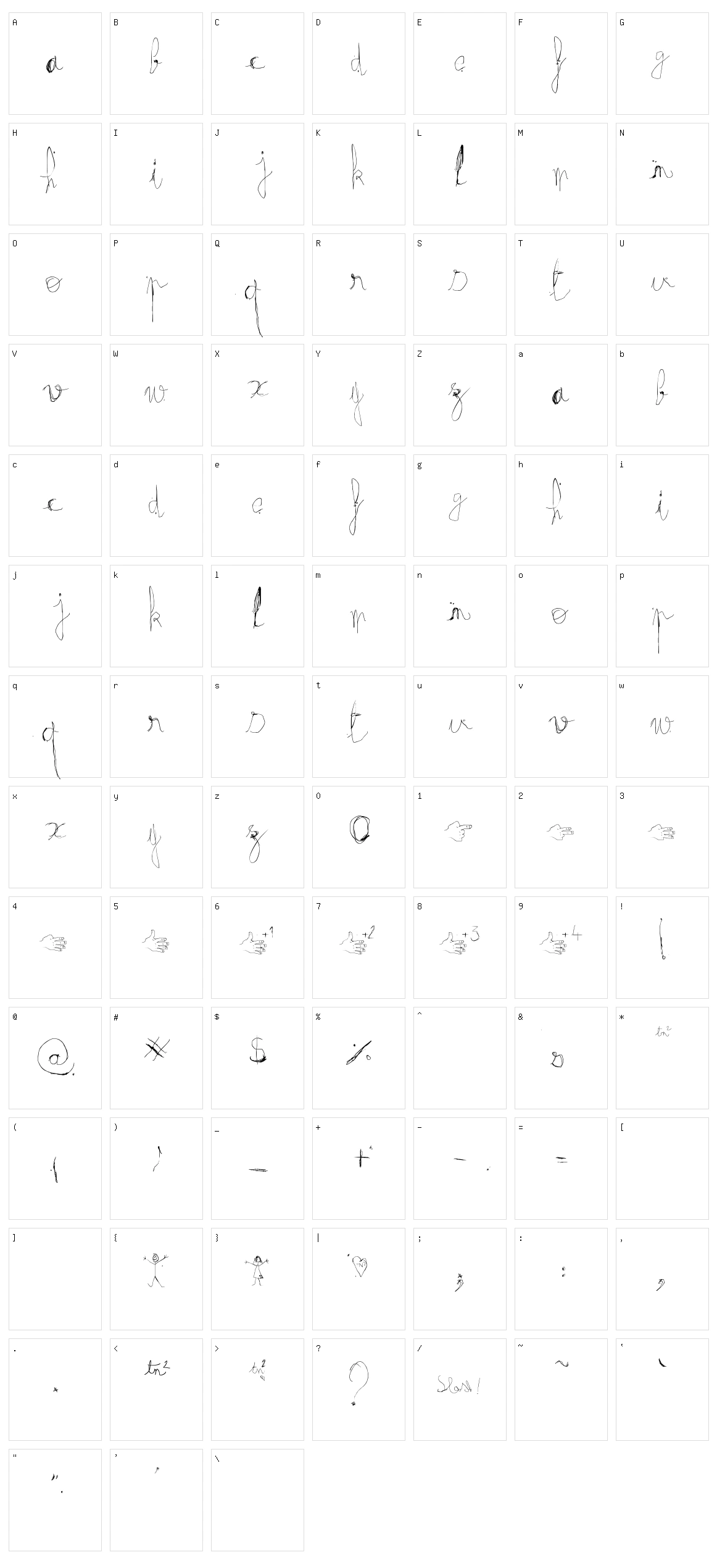 Fractrish Character Set