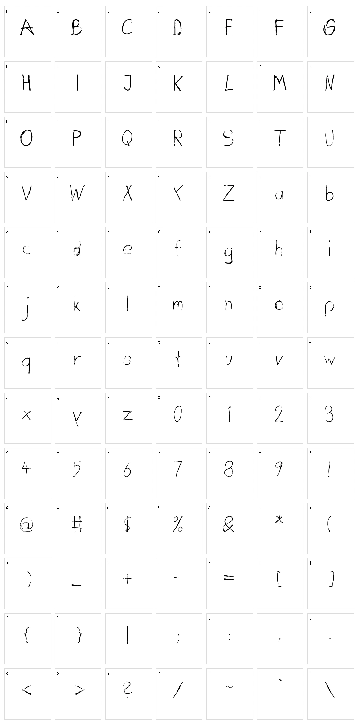 DirtyDeoHandInk Character Set