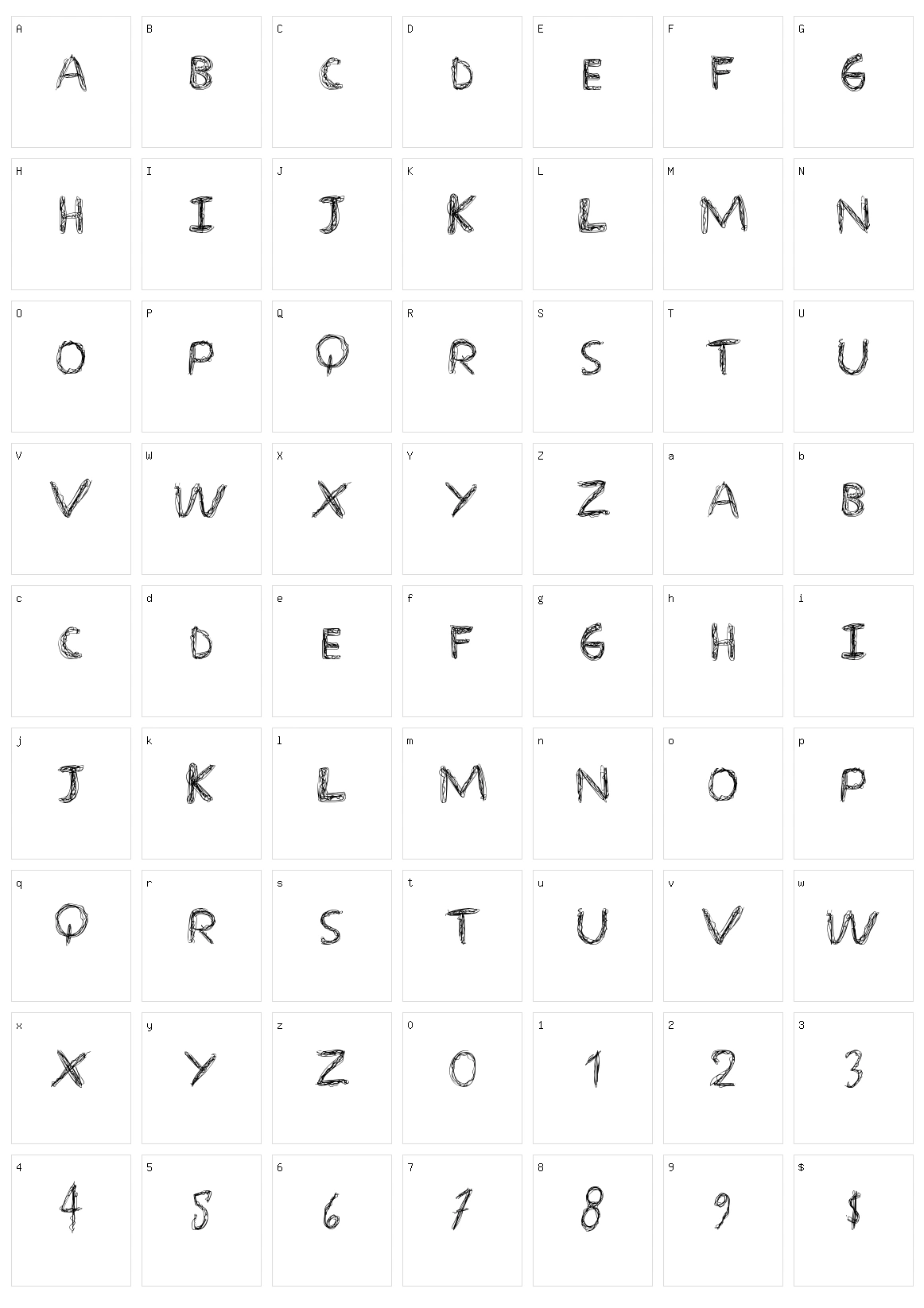 Over Scribble Character Set