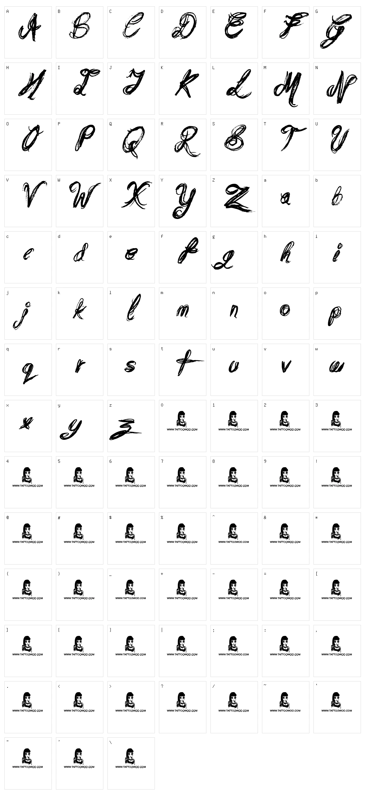 Messy Script Character Set