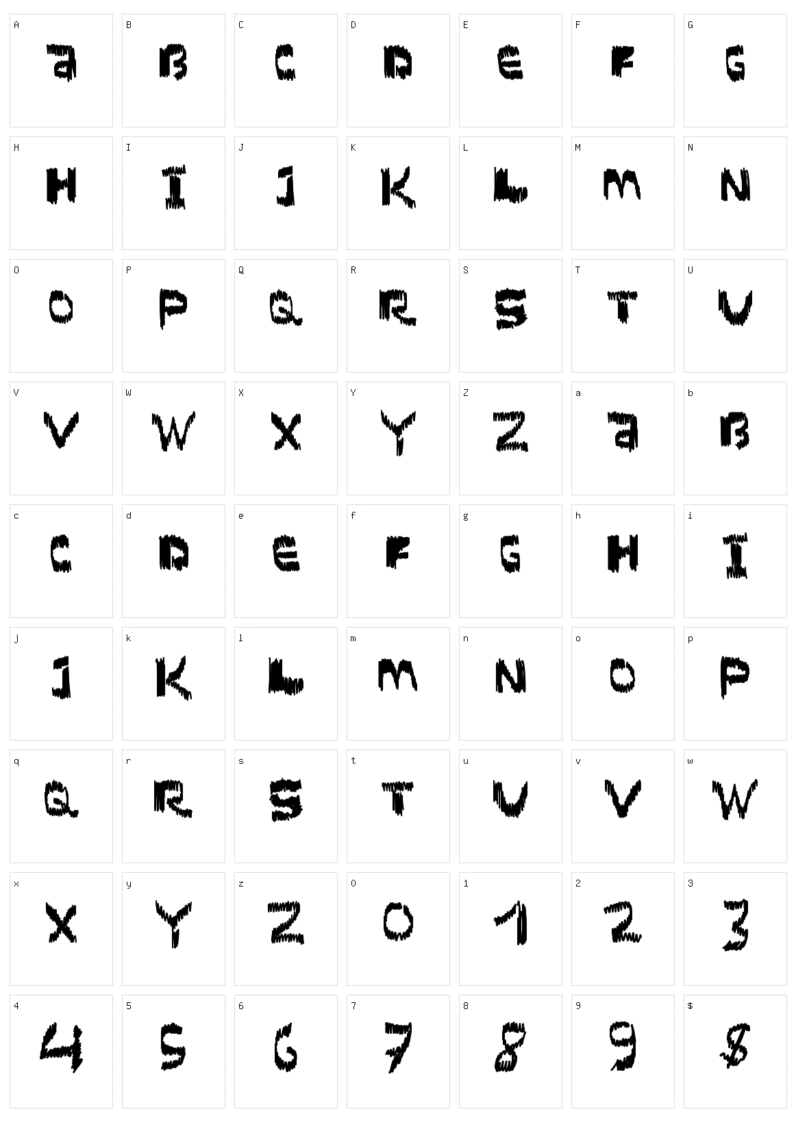 Scratch Times Character Set