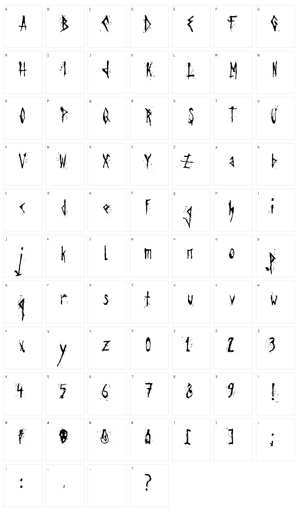 Agresive Font Character Set