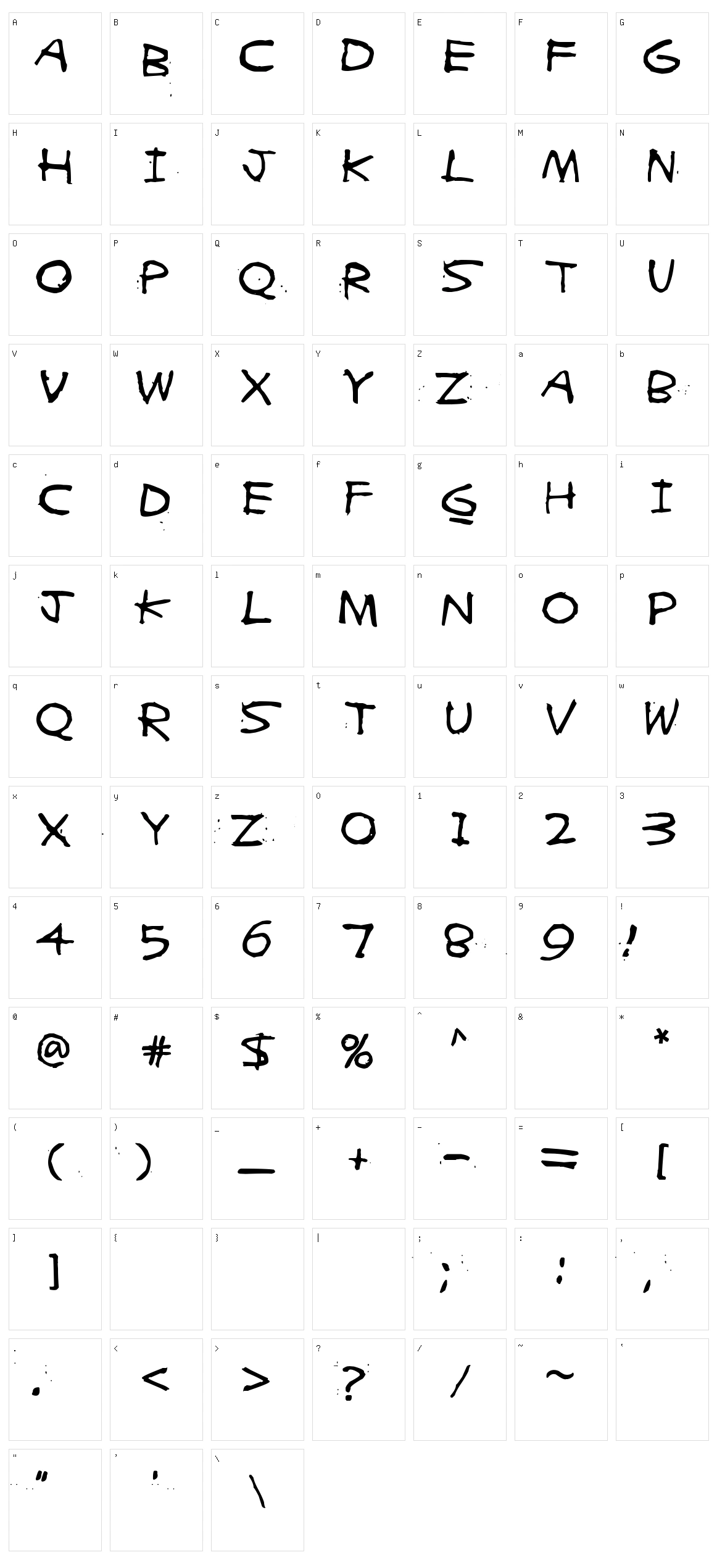 Zigzagzoel Character Set