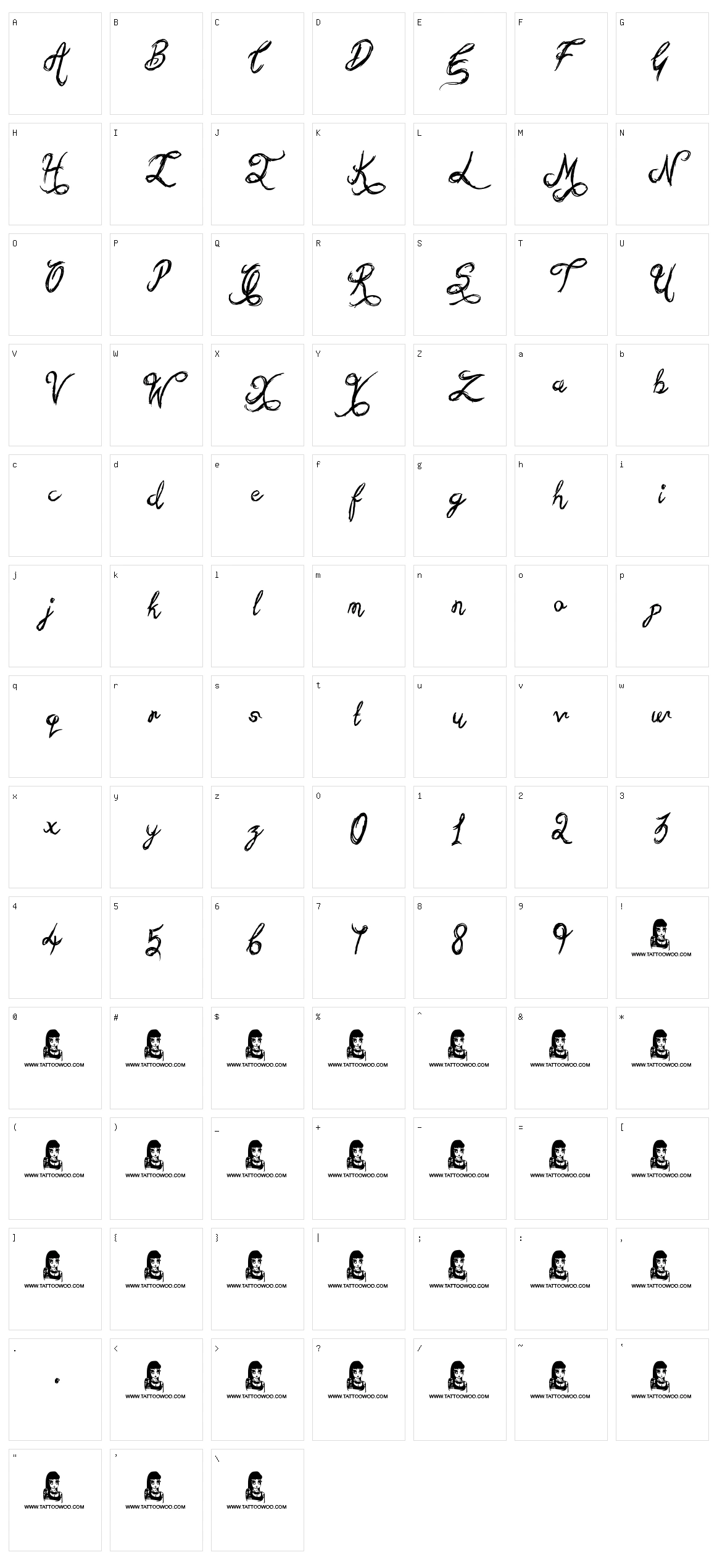Sketchy Script Character Set