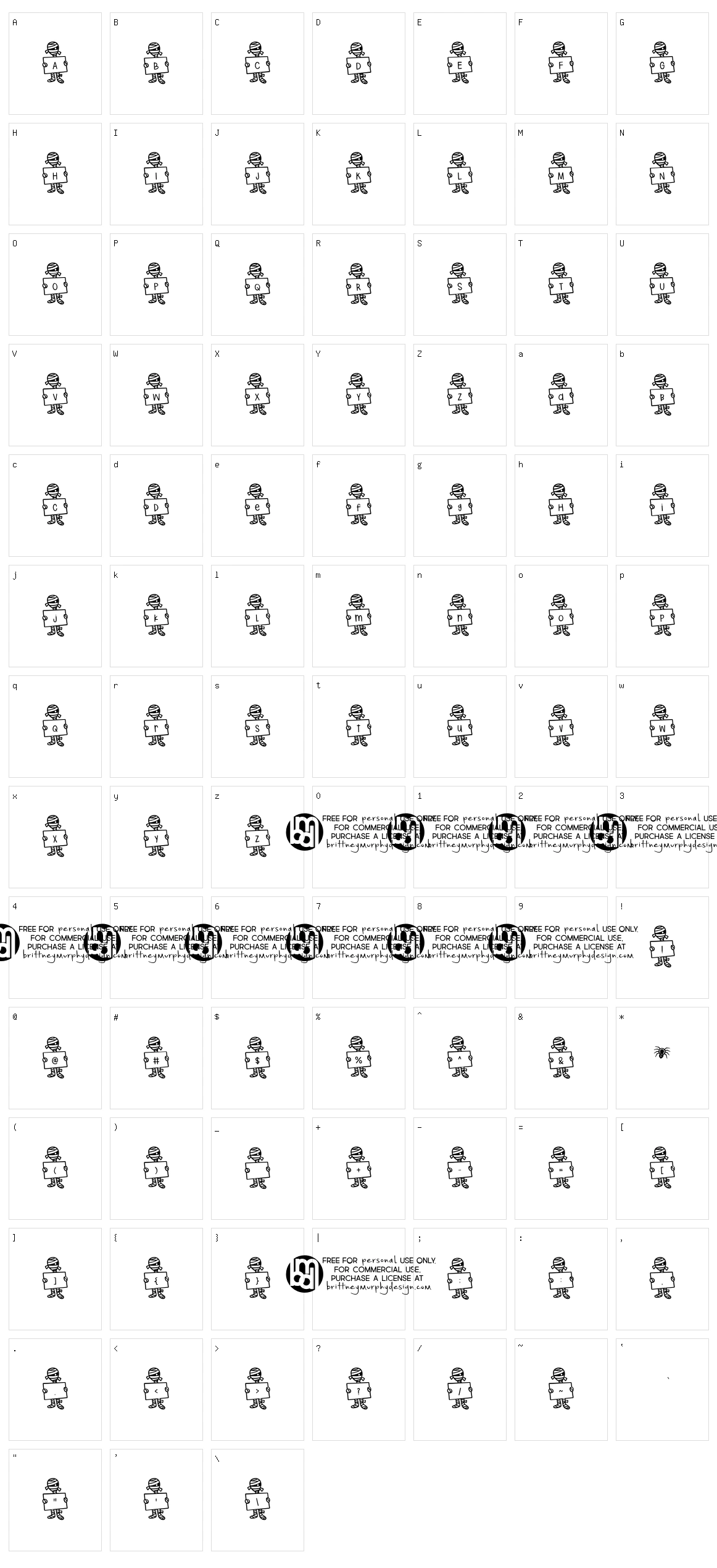 Spooky Mummy Letters Character Set