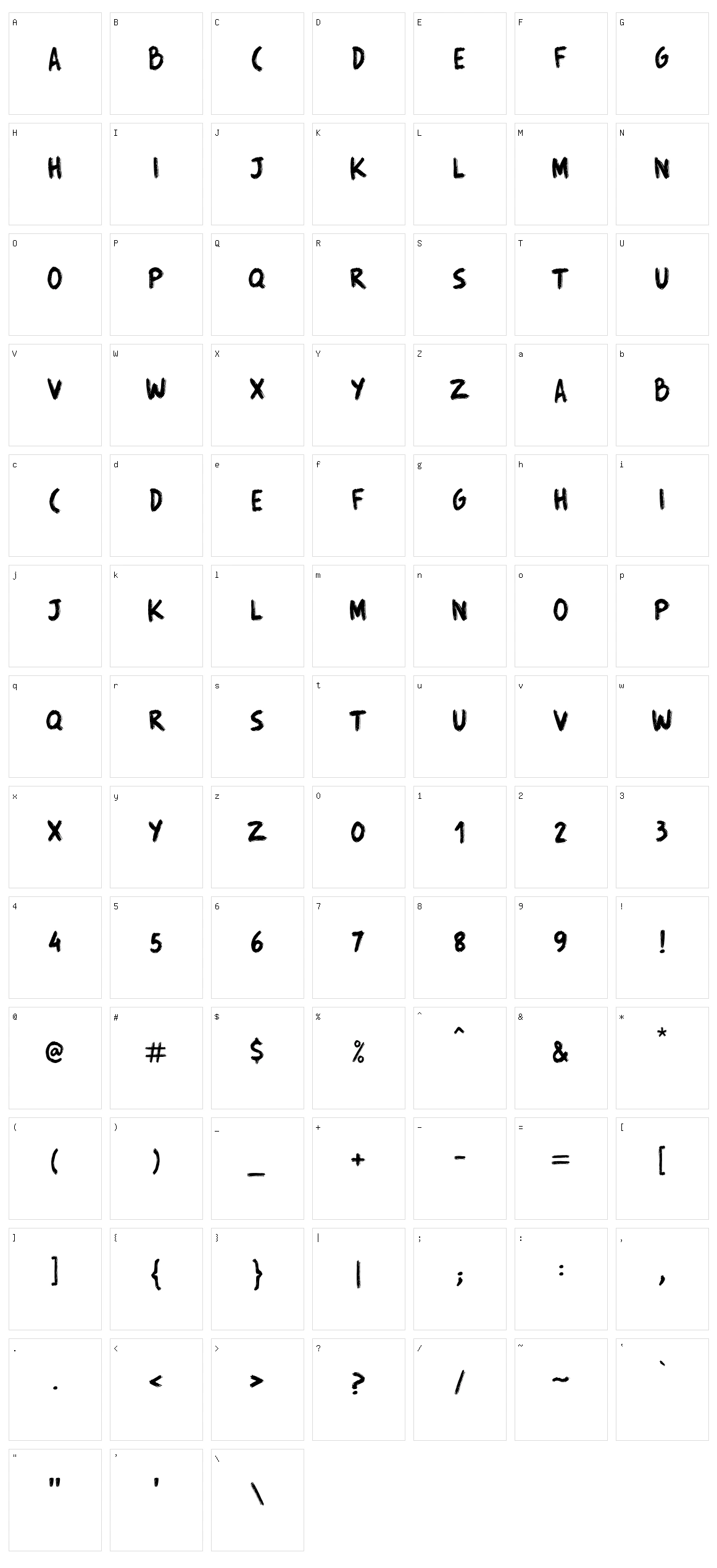 Trincha Character Set