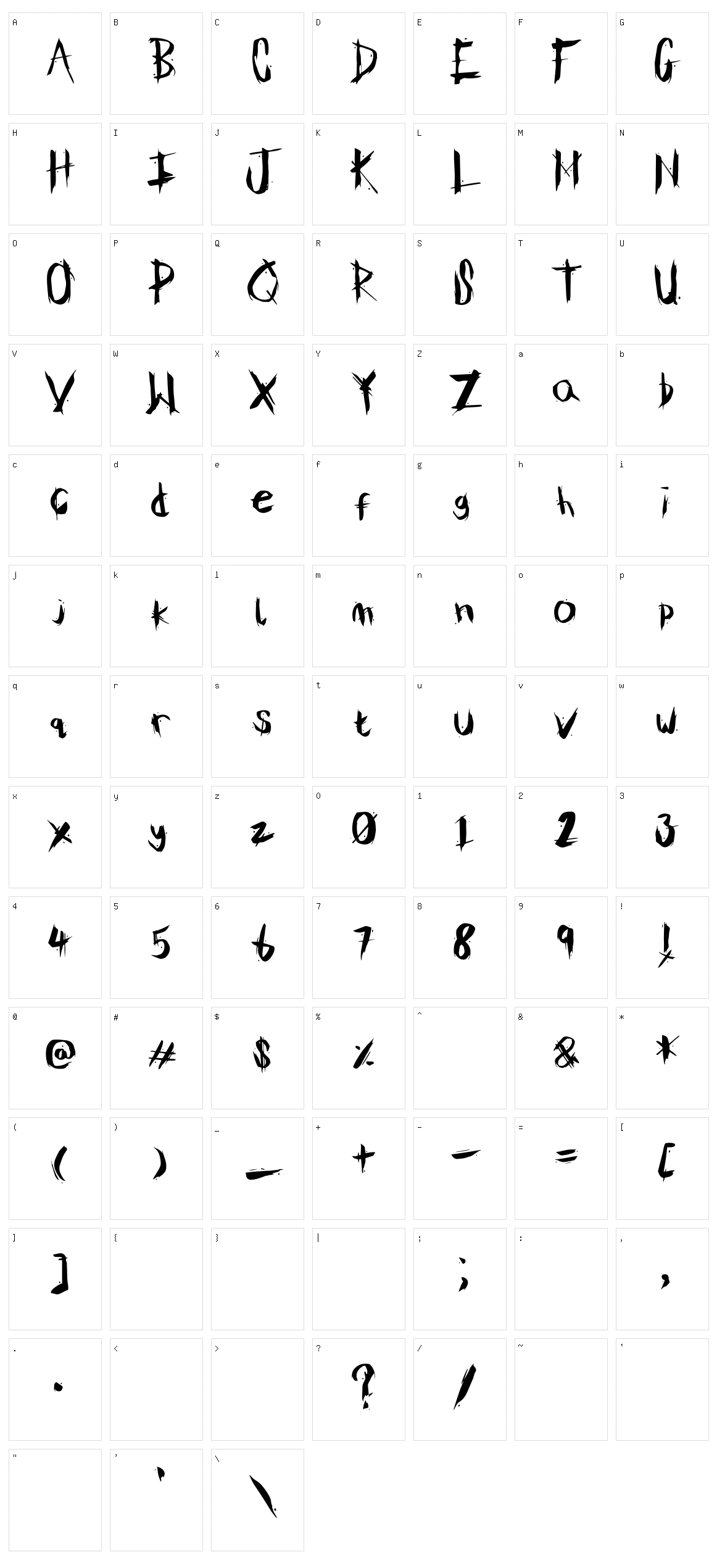 Rusty Dagger Character Set