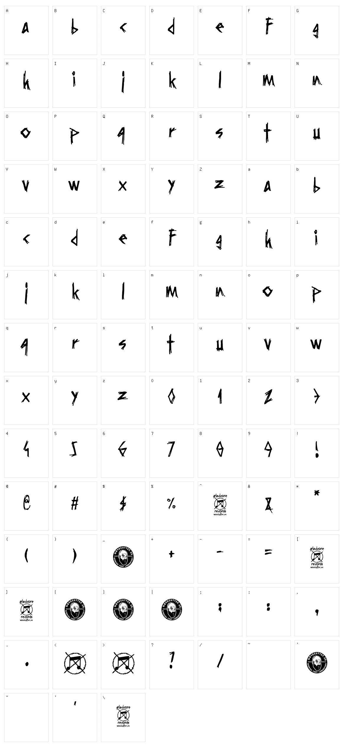 Grindcore Records Character Set