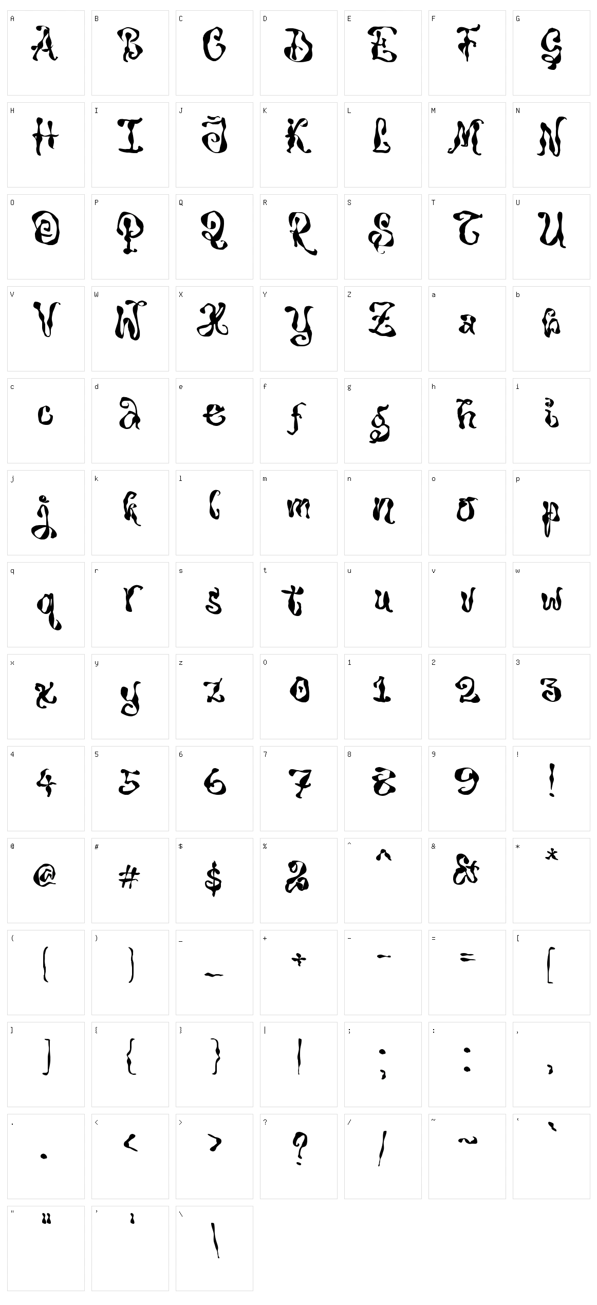 Scary Indigo Character Set