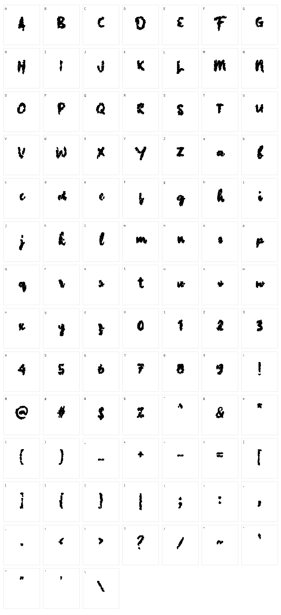 c Cubike Script Character Set