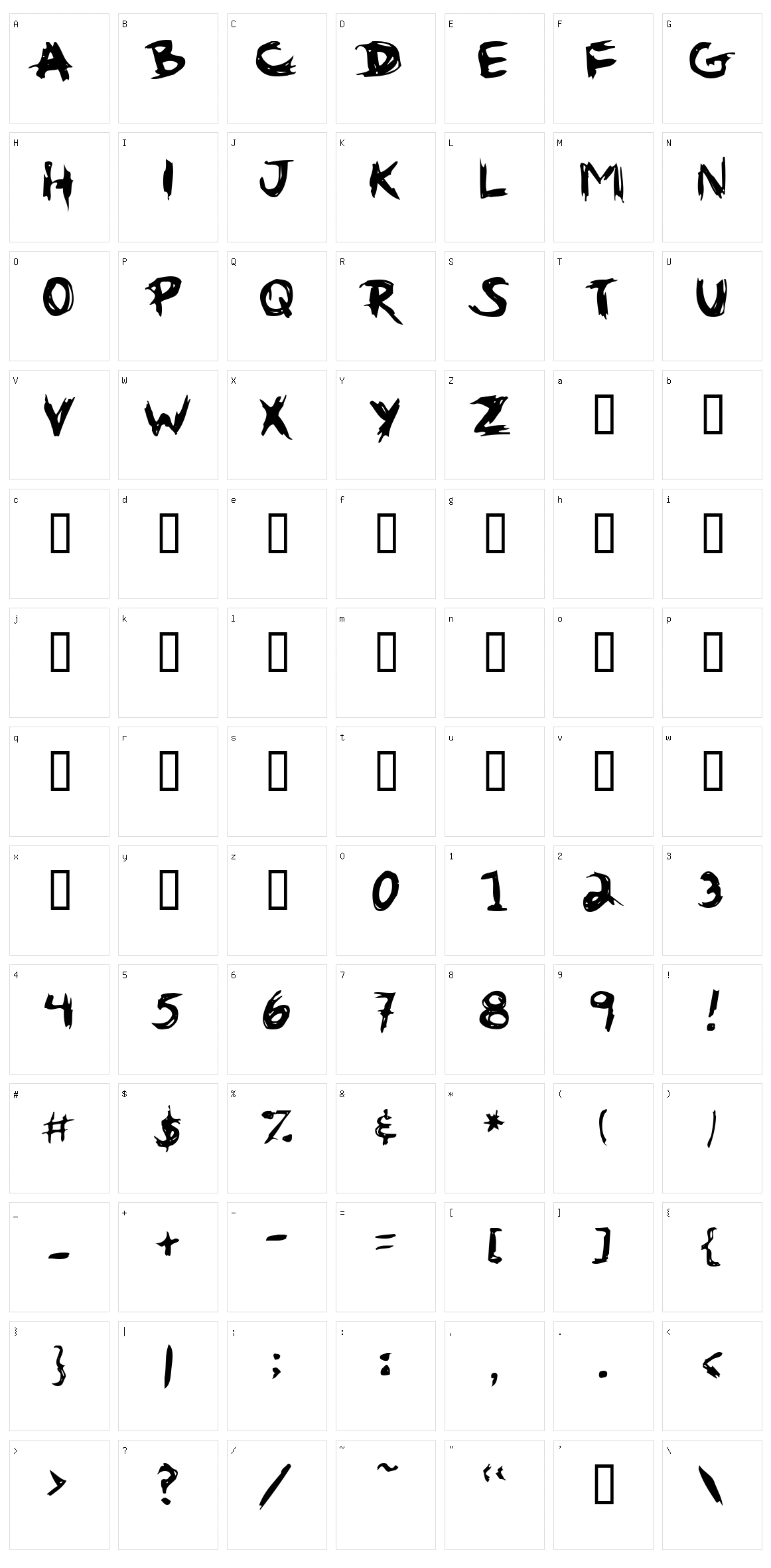 Gribouille Character Set