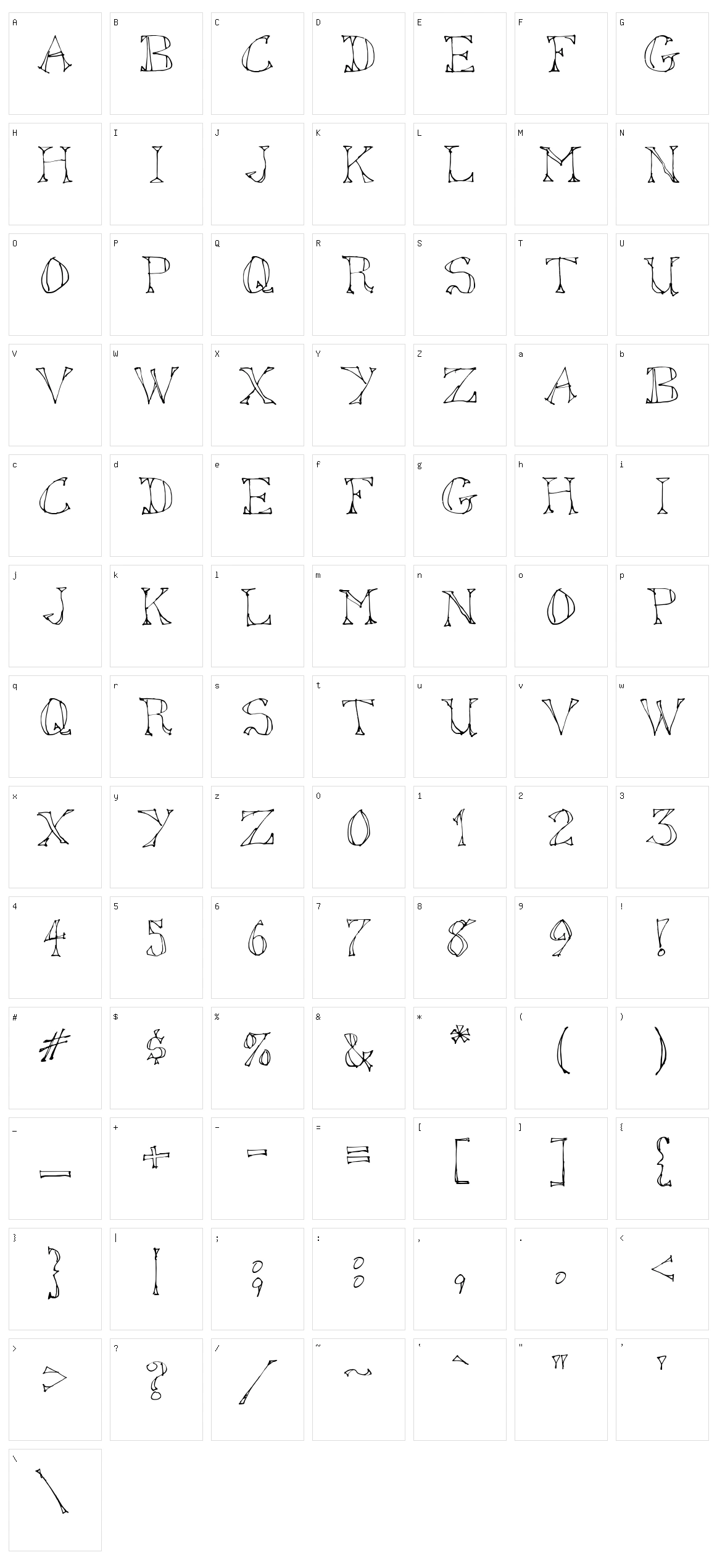 Sketched Out Character Set