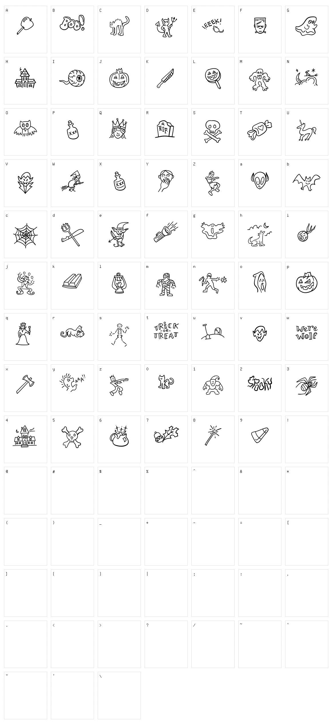 Weenies Character Set