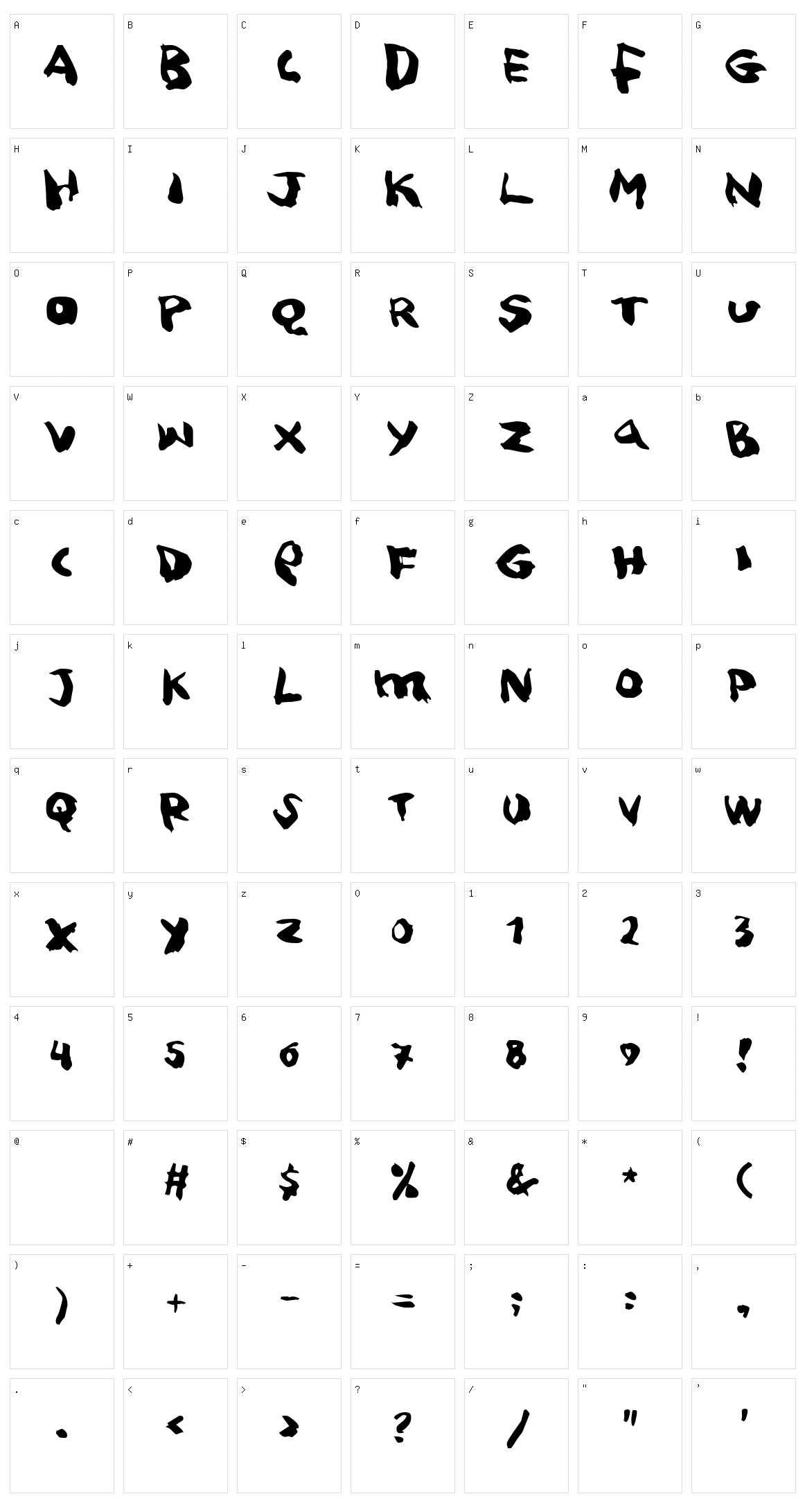 Squitcher Character Set