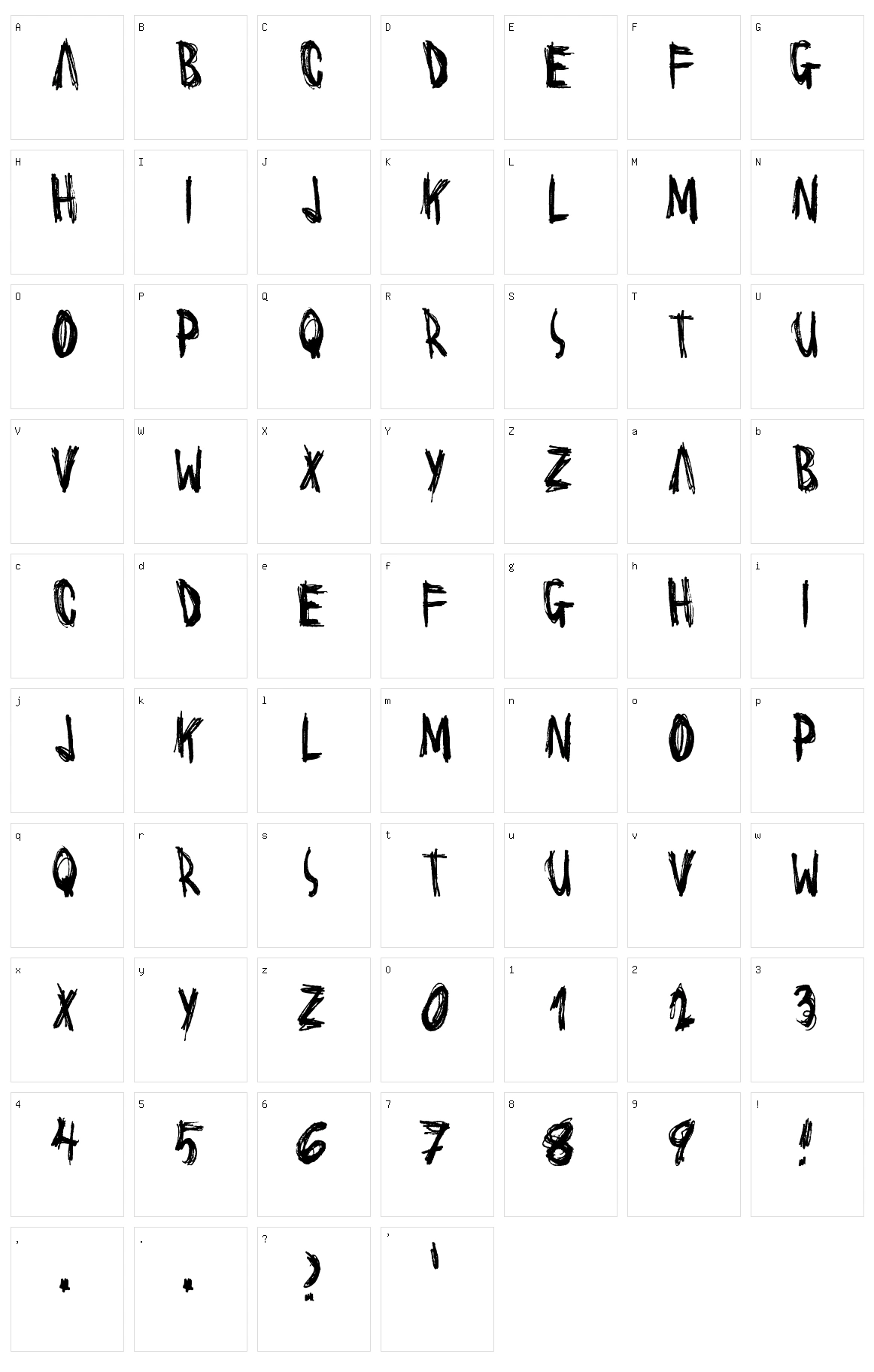 Scrawl Character Set
