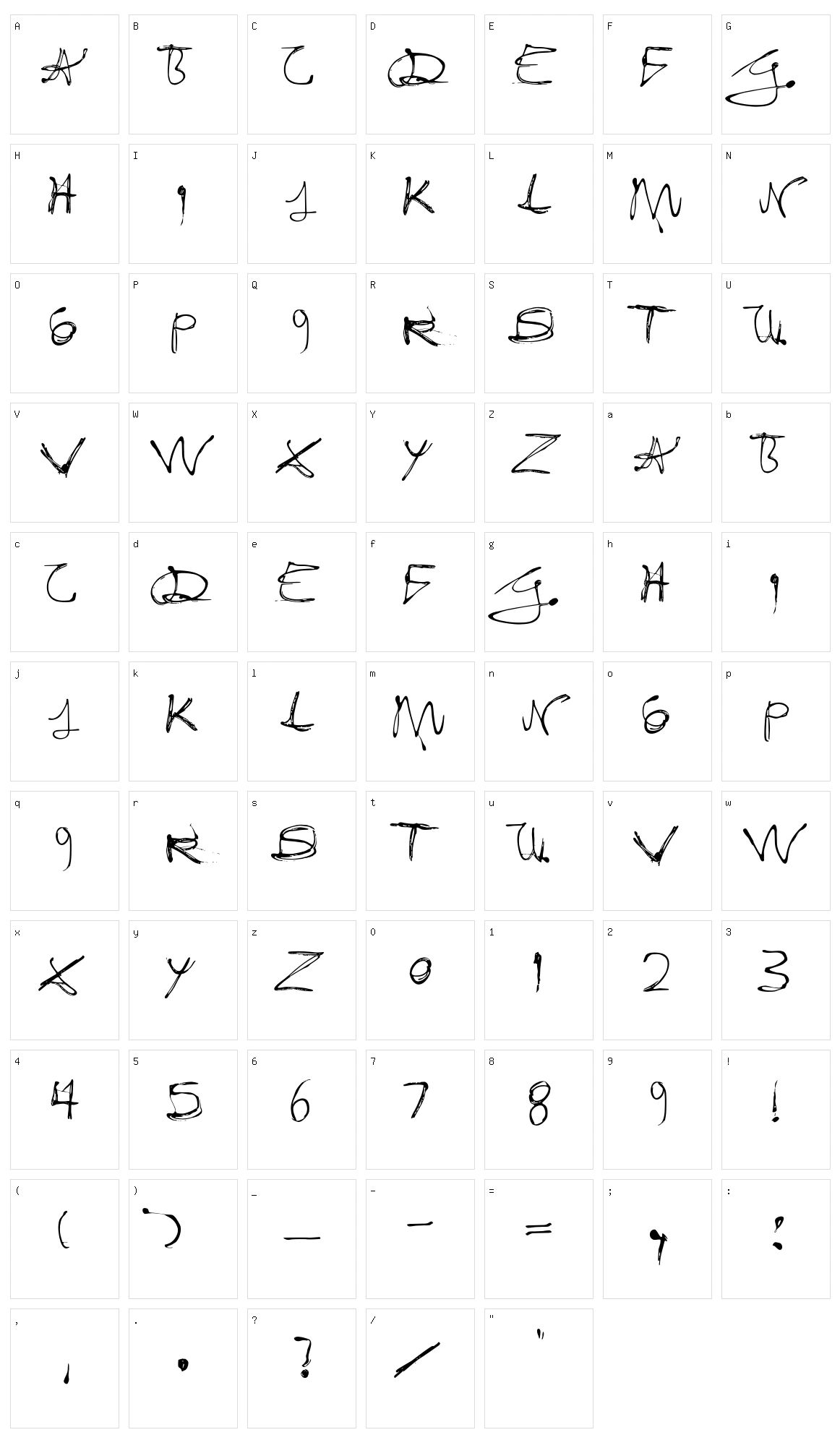 Fixogum Character Set
