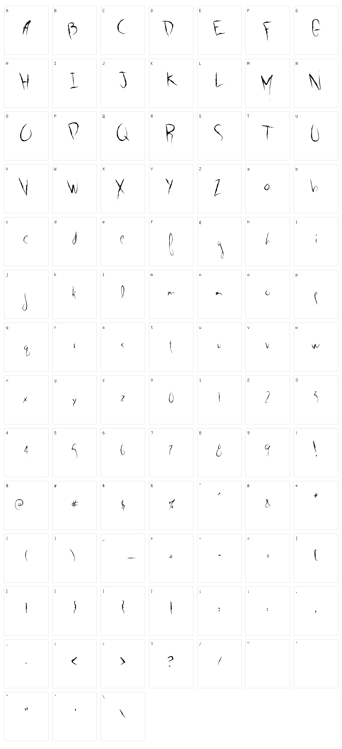 G01 Character Set
