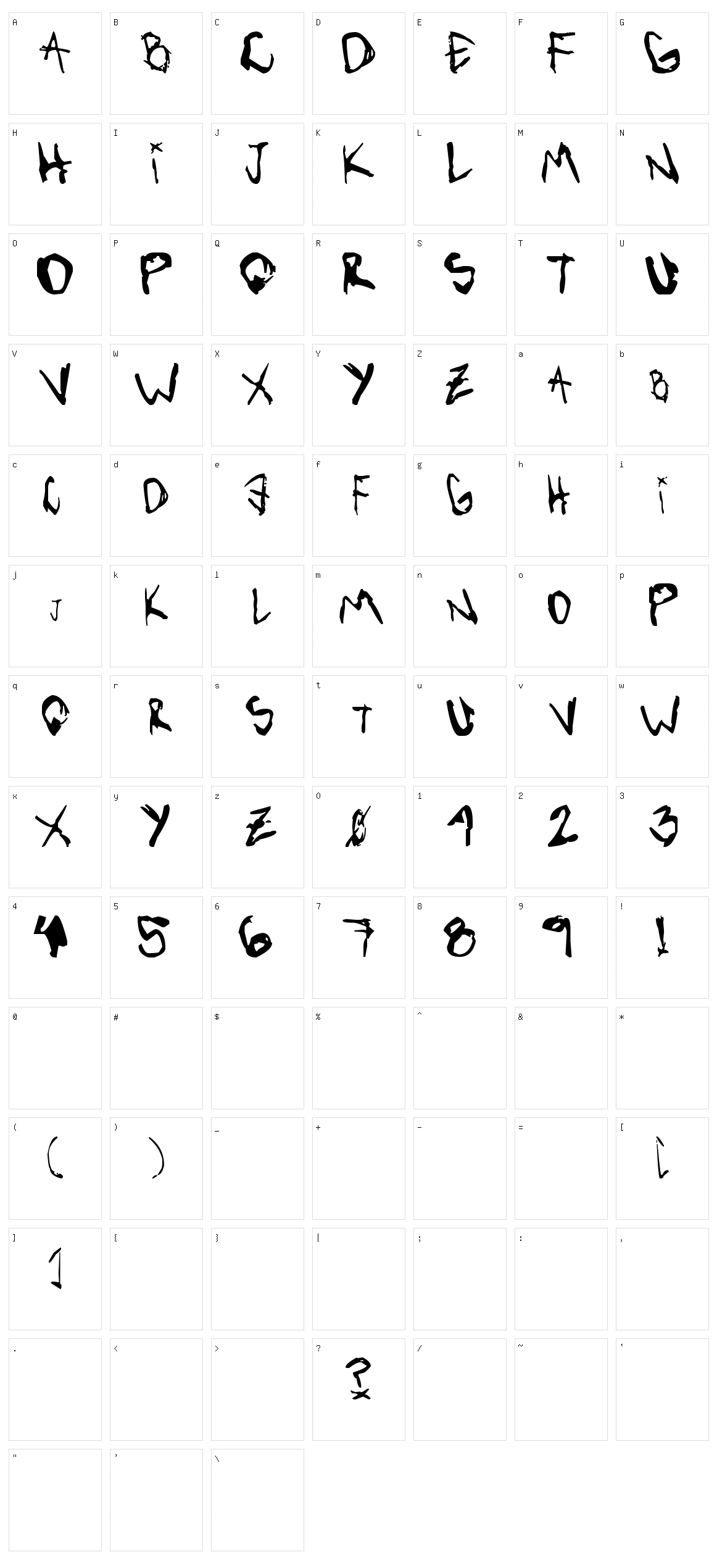 Vibratte Letters ! Character Set