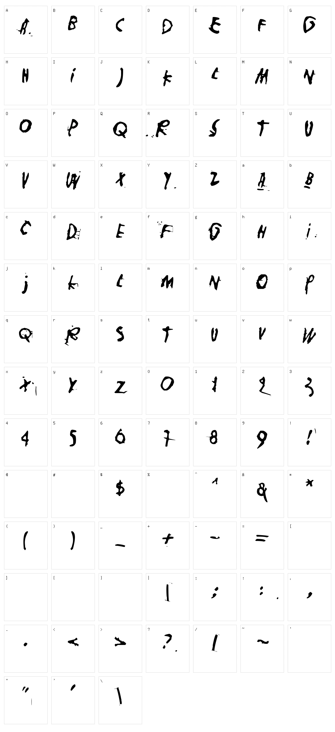Nollapiste Character Set