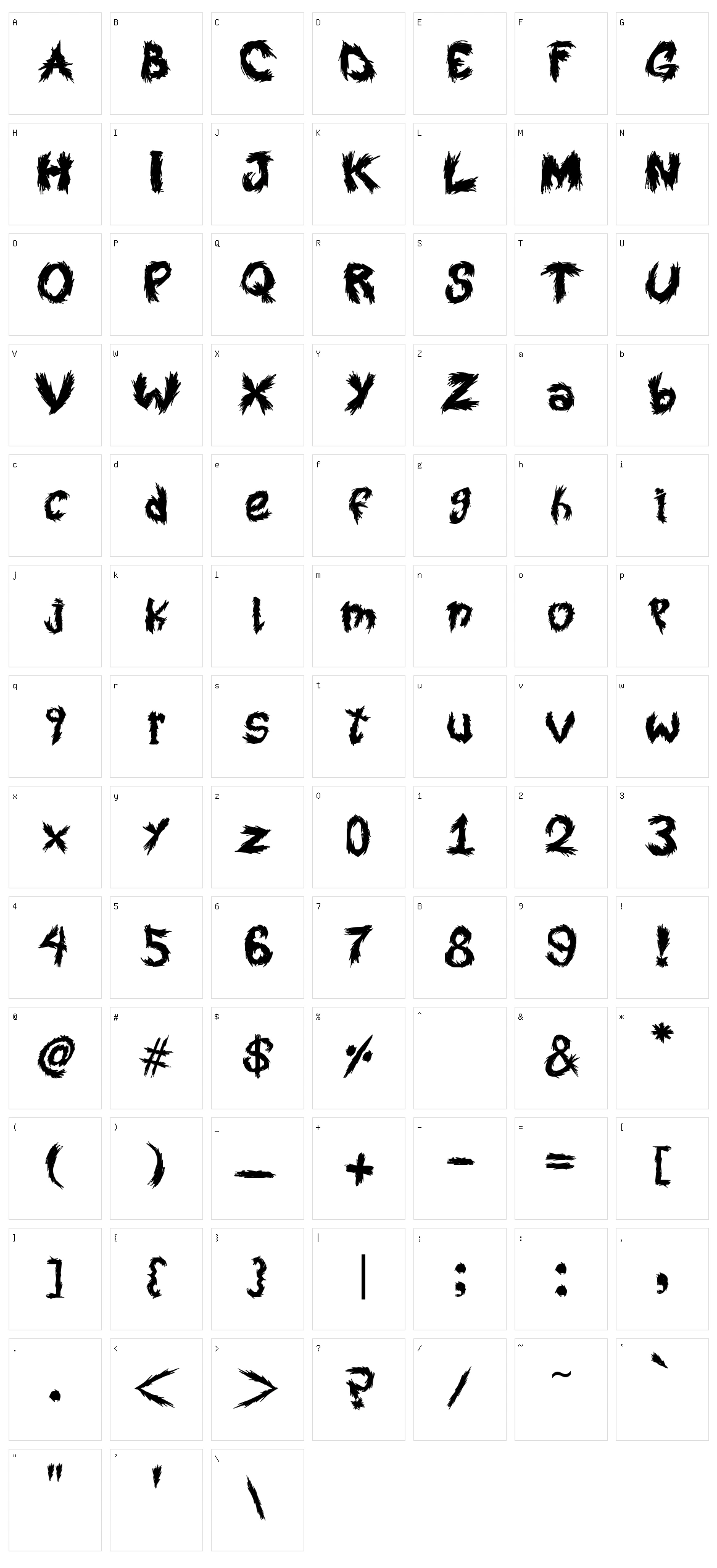 Roy's Scratched Handwritting Character Set