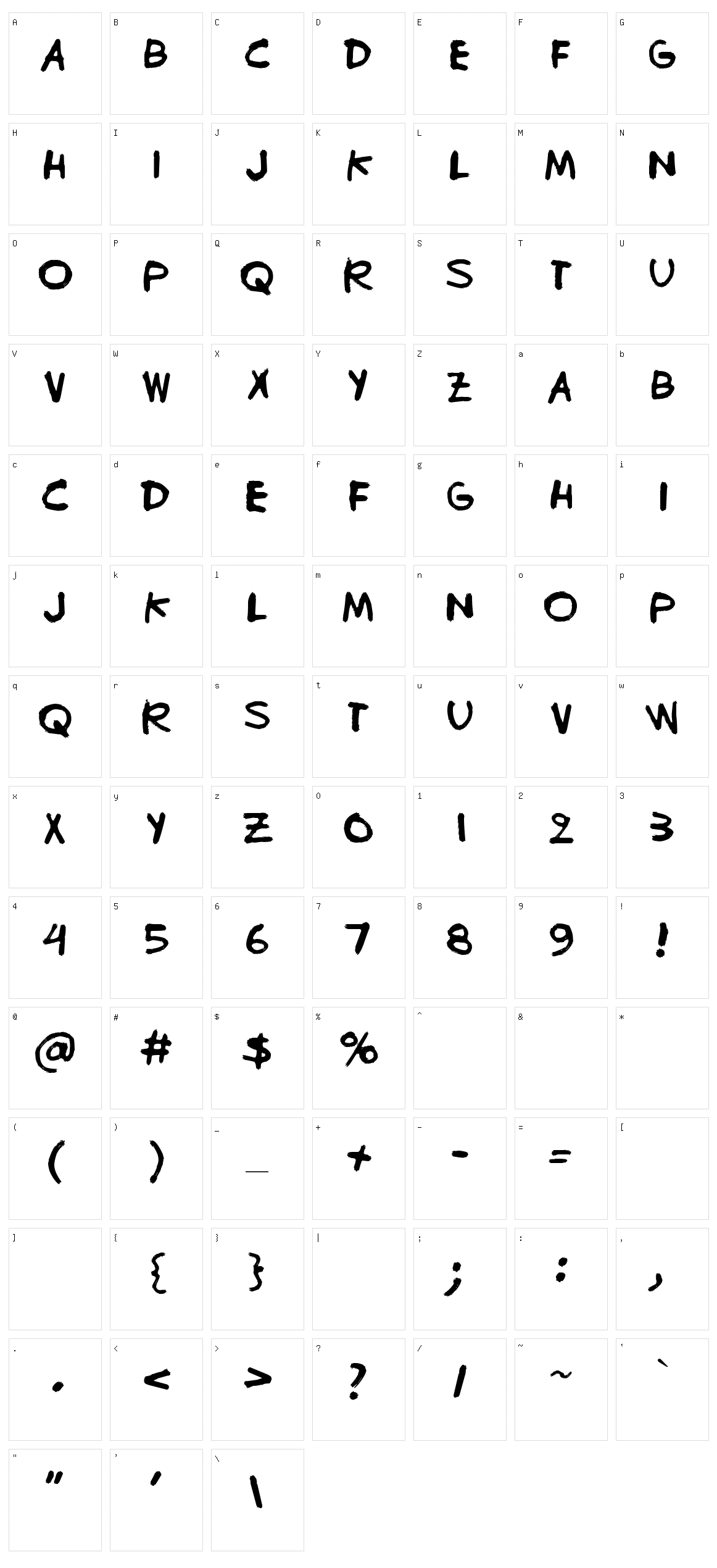 Bugghet Character Set