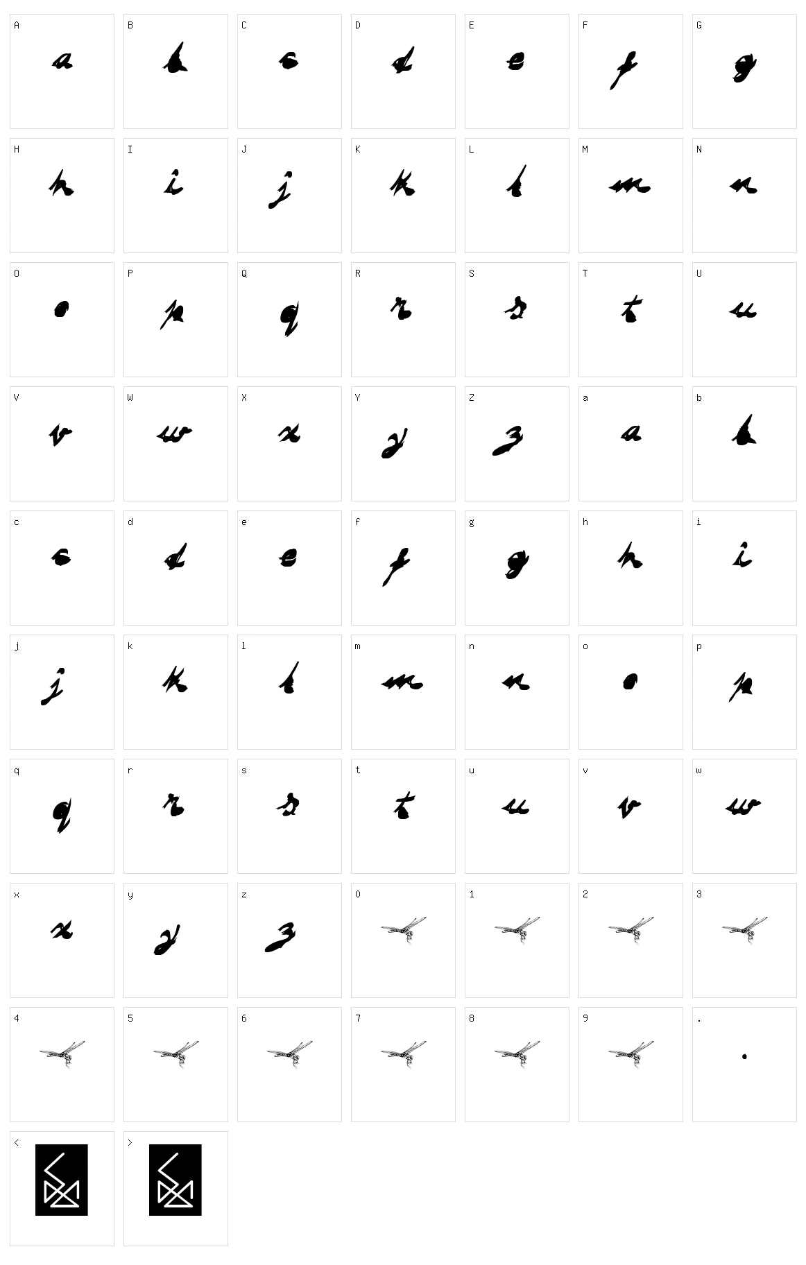 Dragonfly Character Set