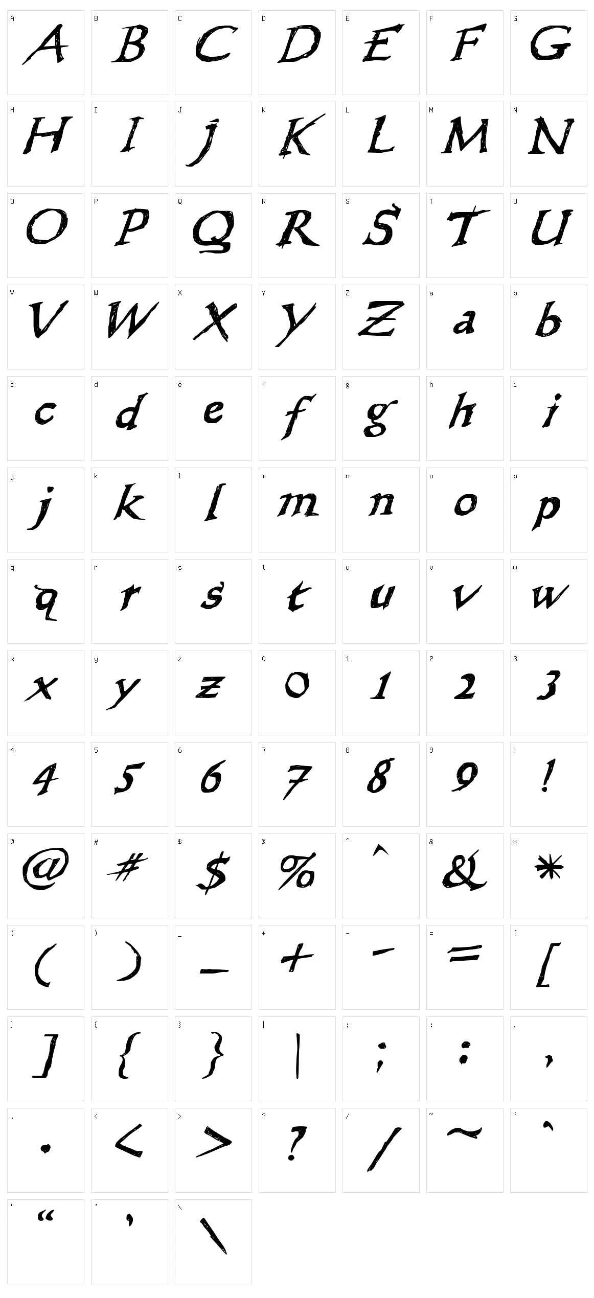 WL Scribble Flinger Character Set