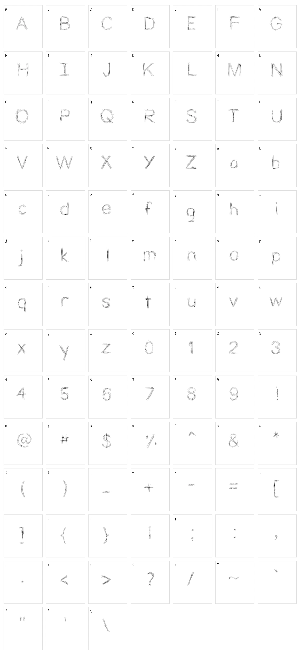 ViaStik Character Set