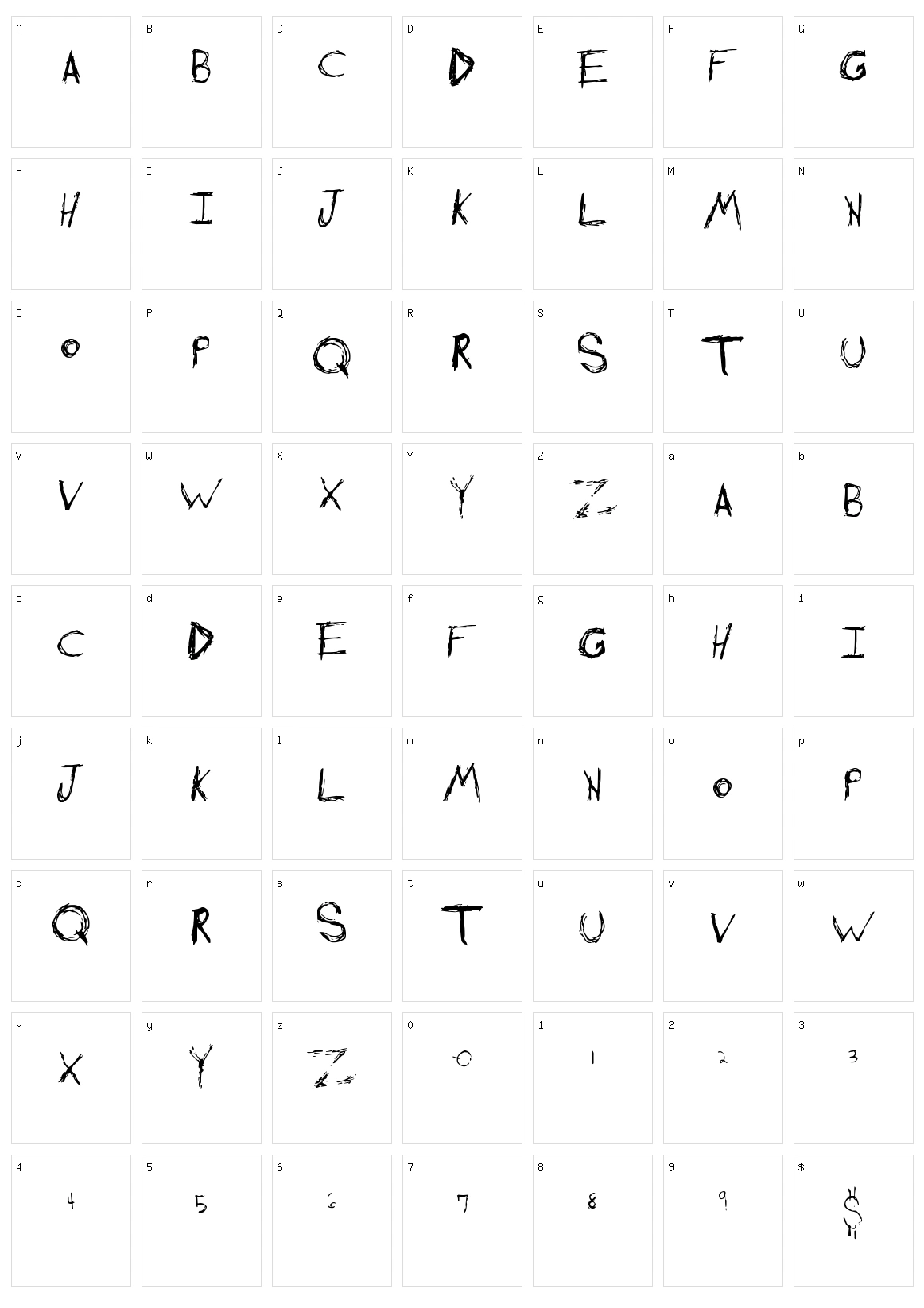 Shredding Harder Character Set