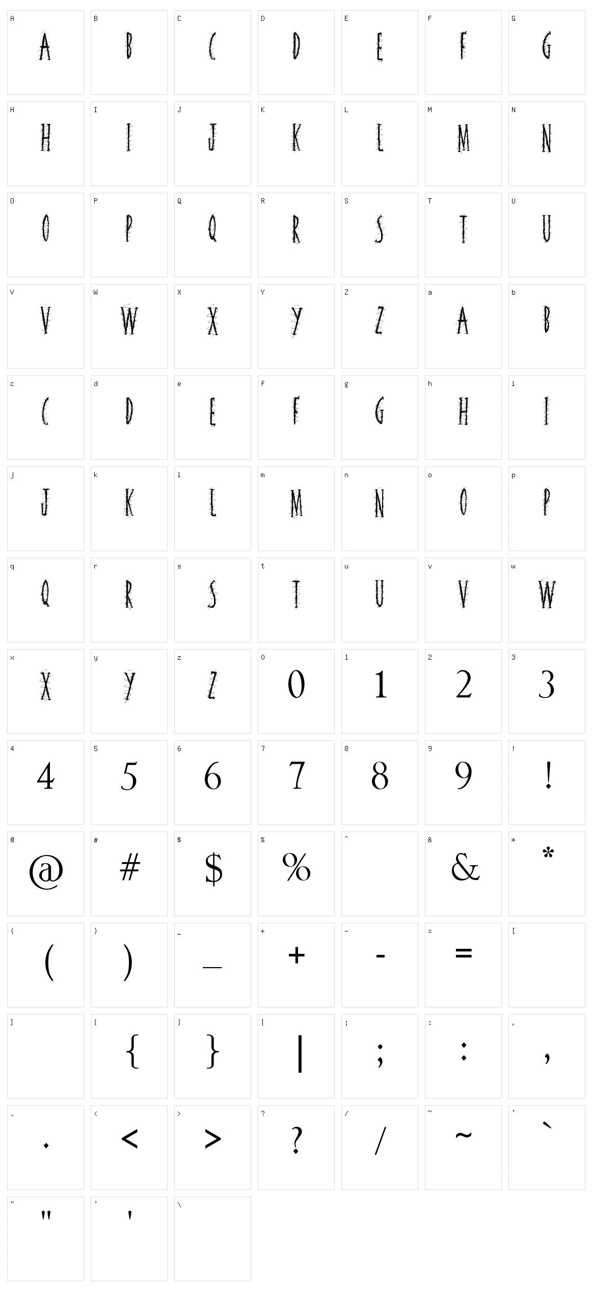 Squiggley Brown Character Set