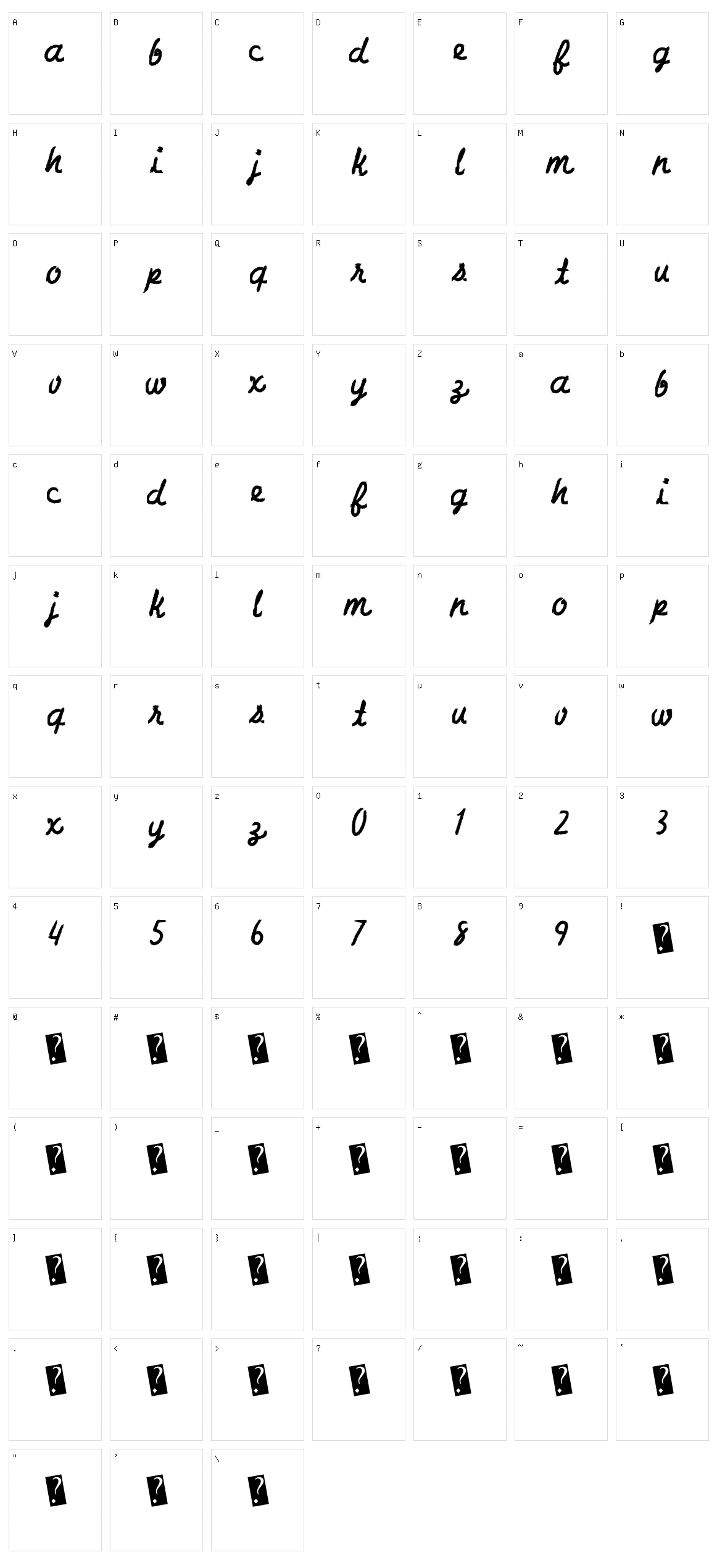 Charcoal Script Character Set