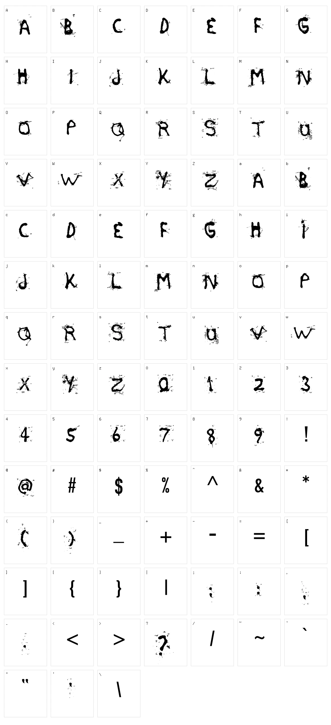 Etasilicon Character Set