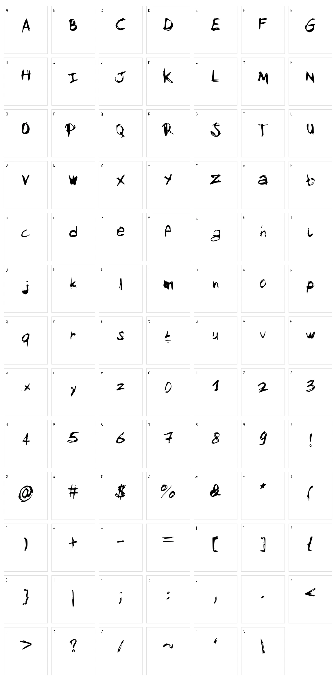 My Sketch Font Character Set