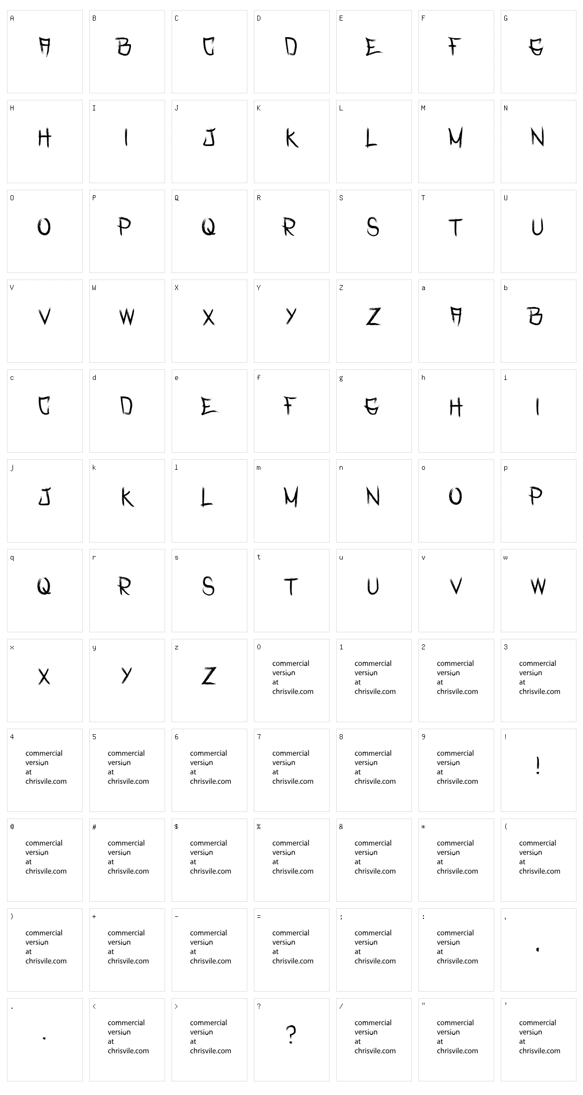 Rasterized Character Set