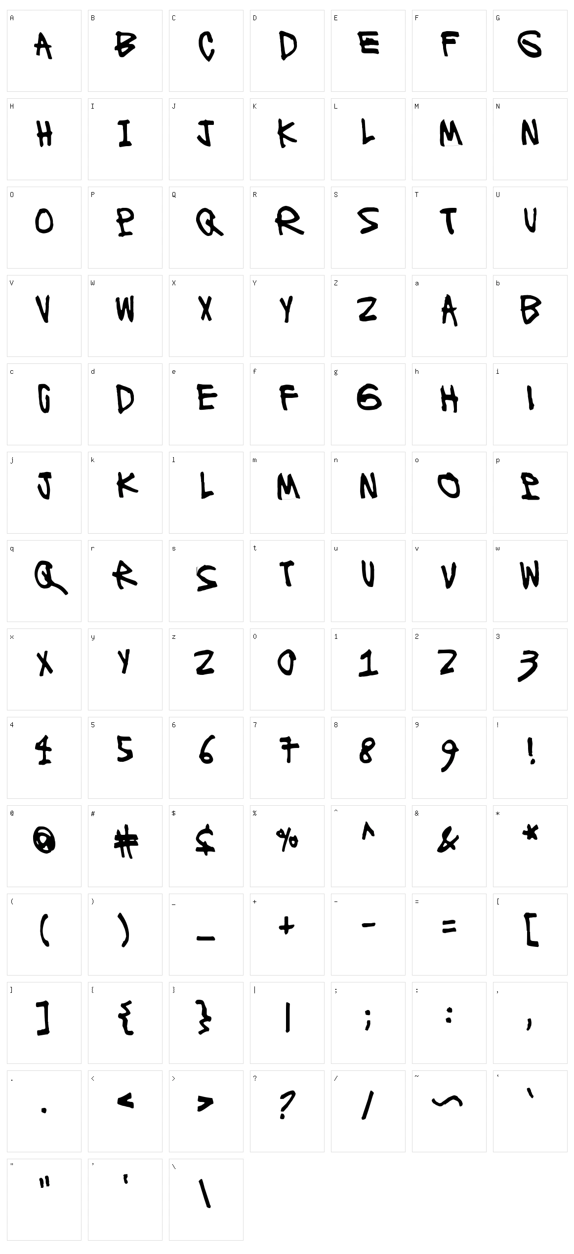 Ronttifontti Character Set