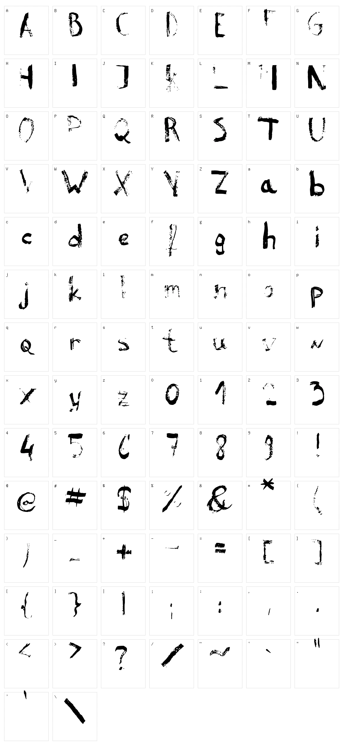 Reeld Typeface Character Set