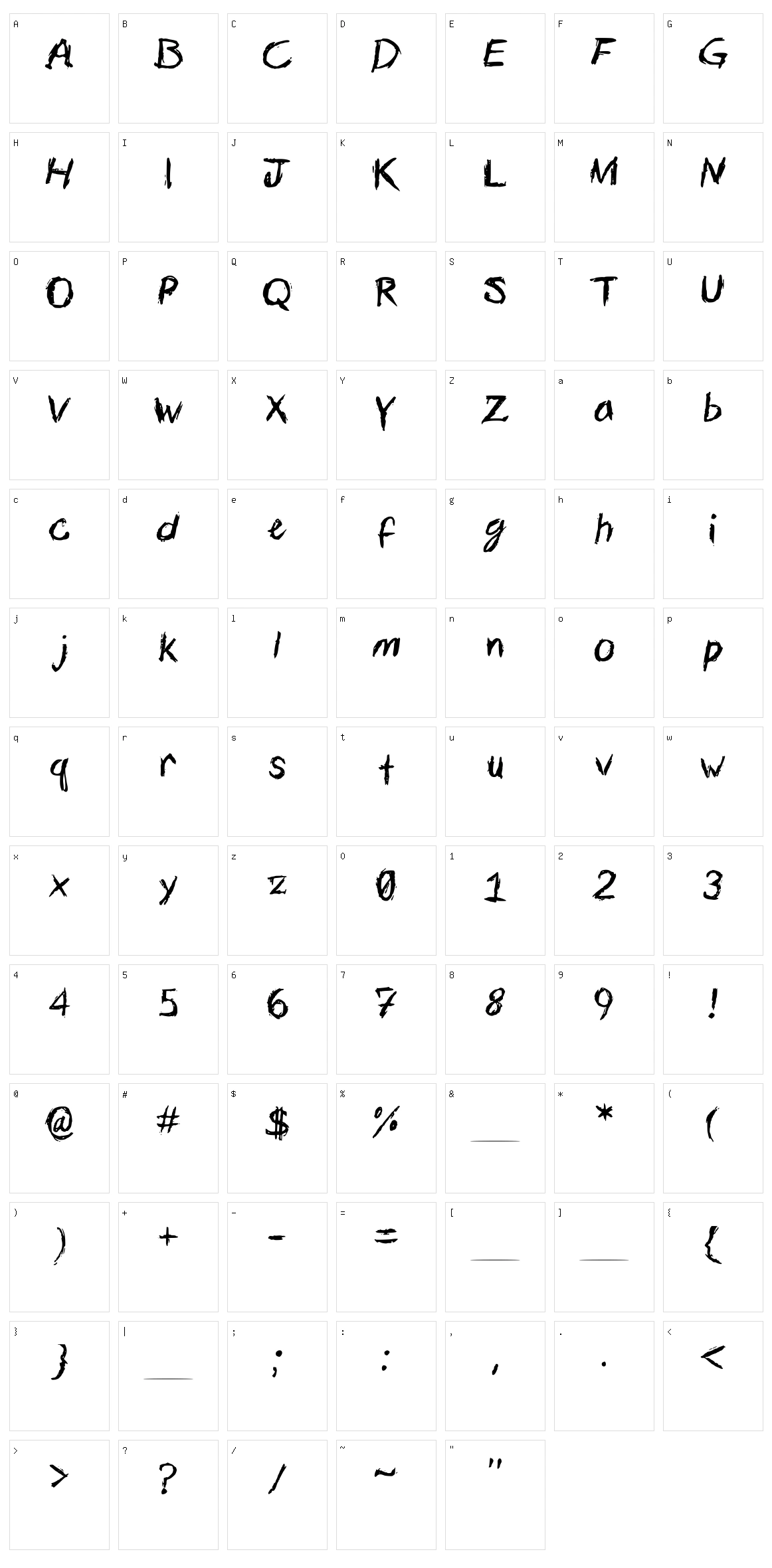 Calligtastrophe Character Set