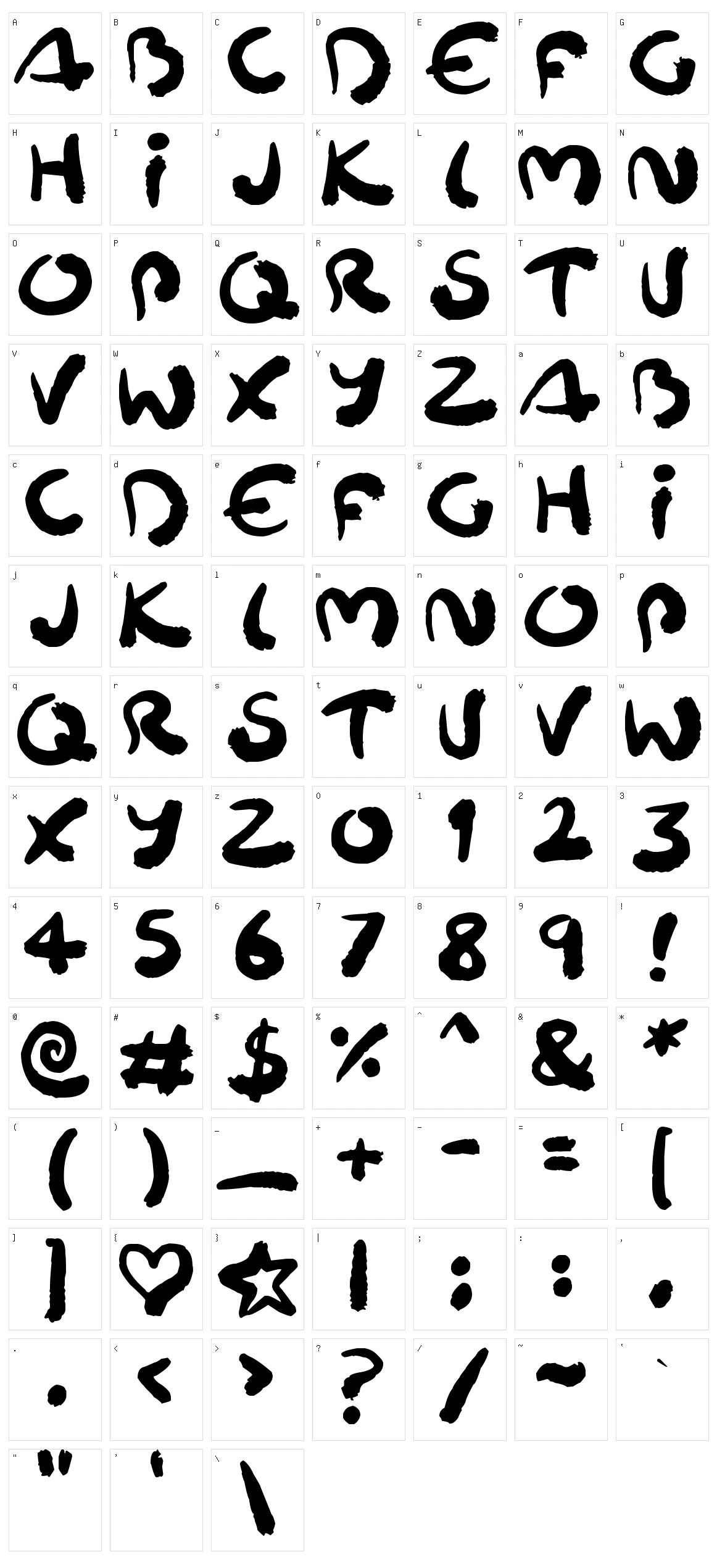 Squiggler Character Set
