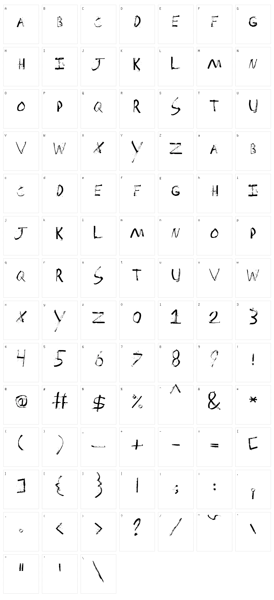 Spackler Character Set