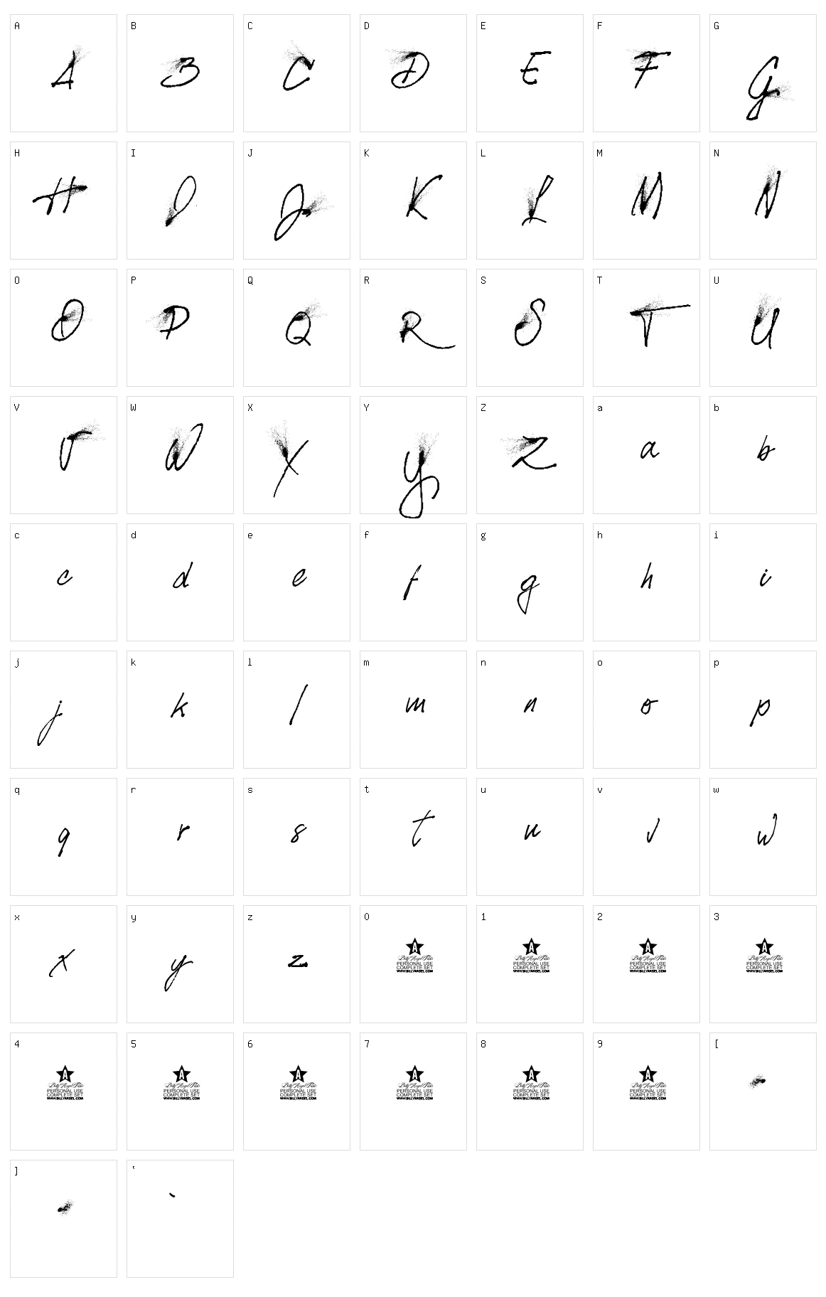 Splatted Character Set