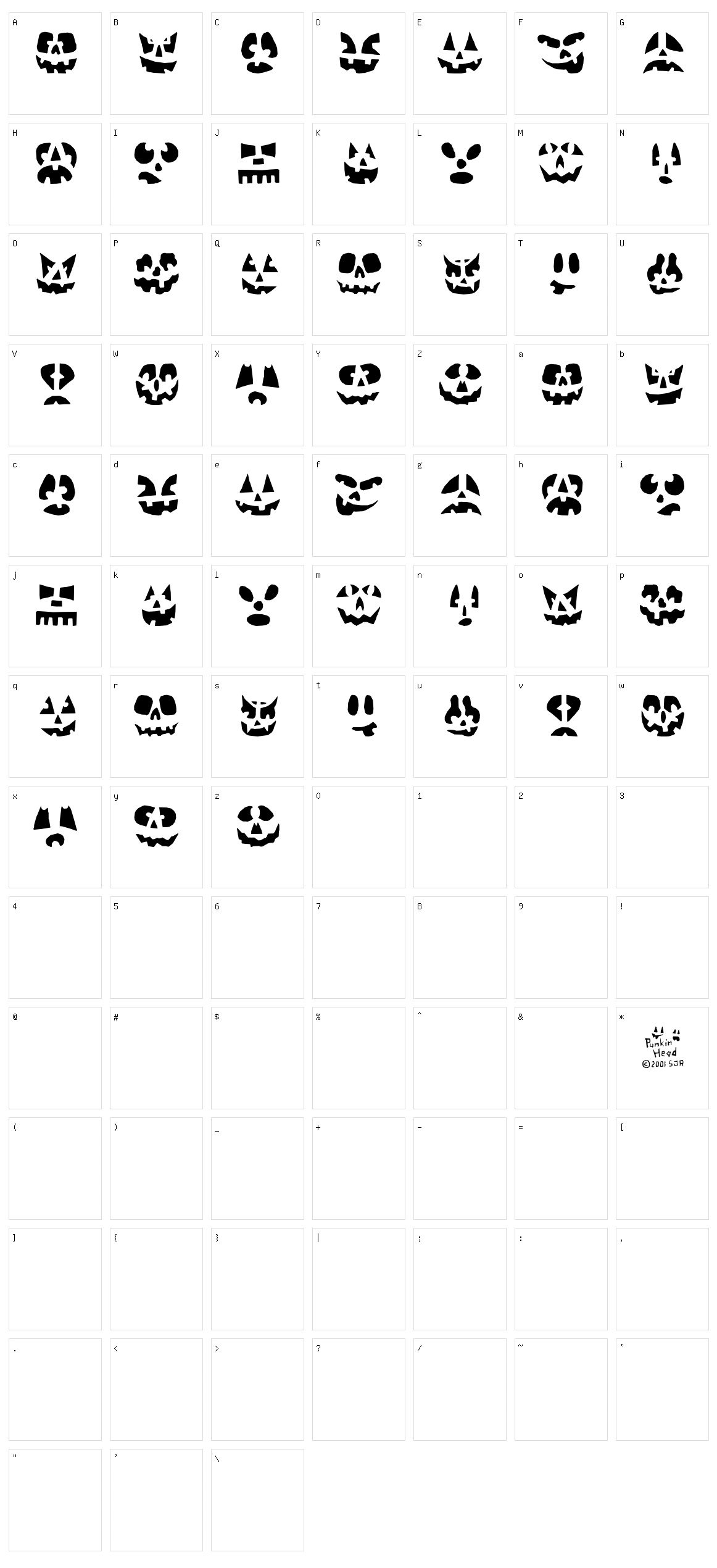 Punkinhead Character Set