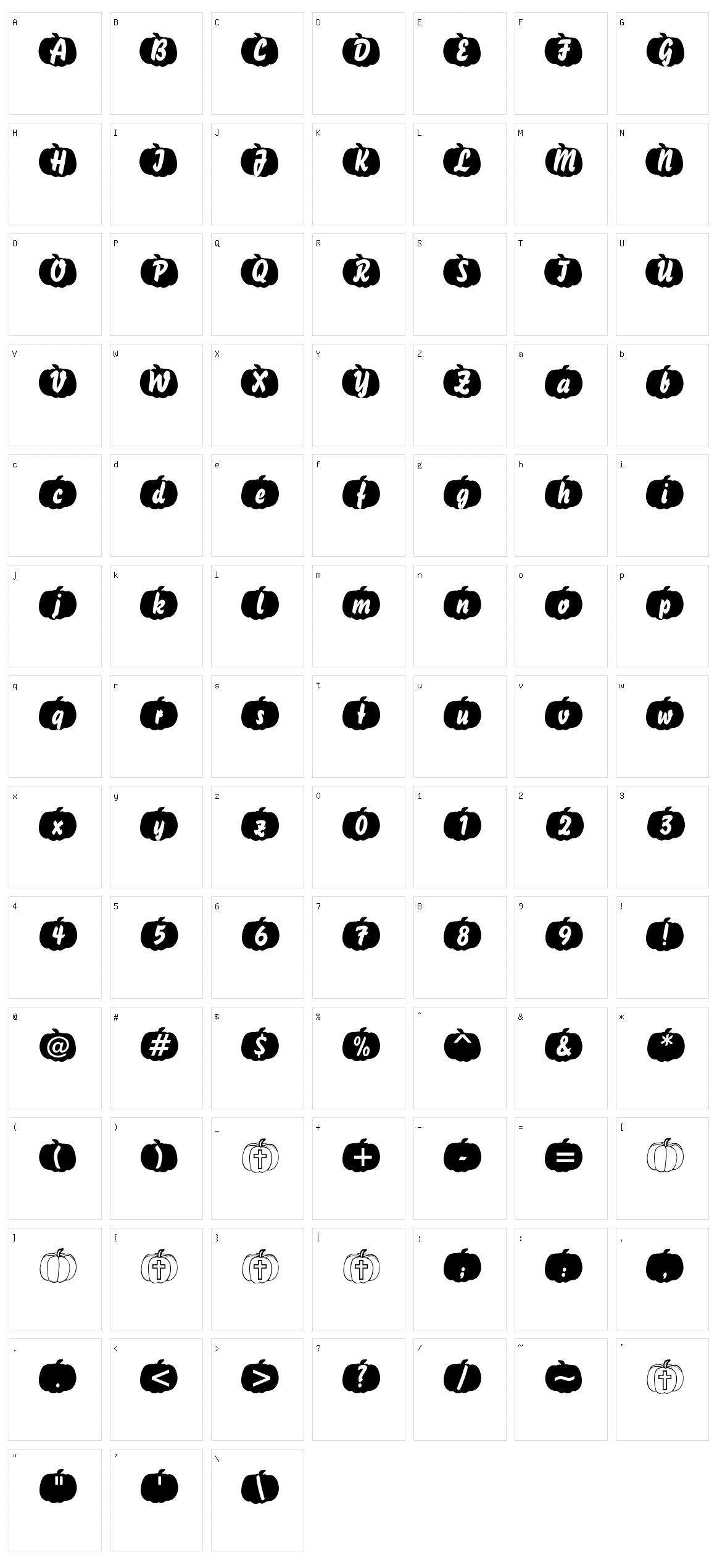 Pumpkinese Character Set
