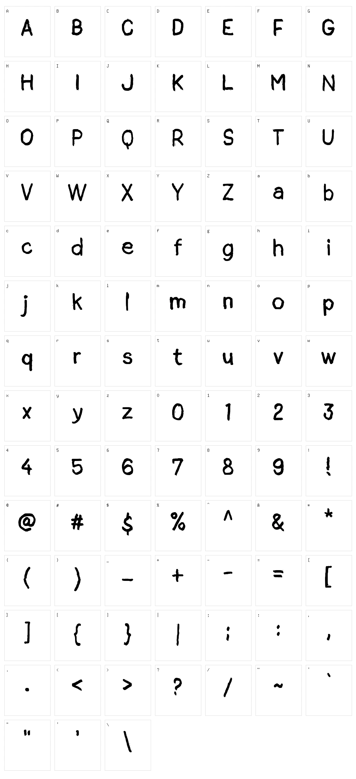 Bocah Character Set