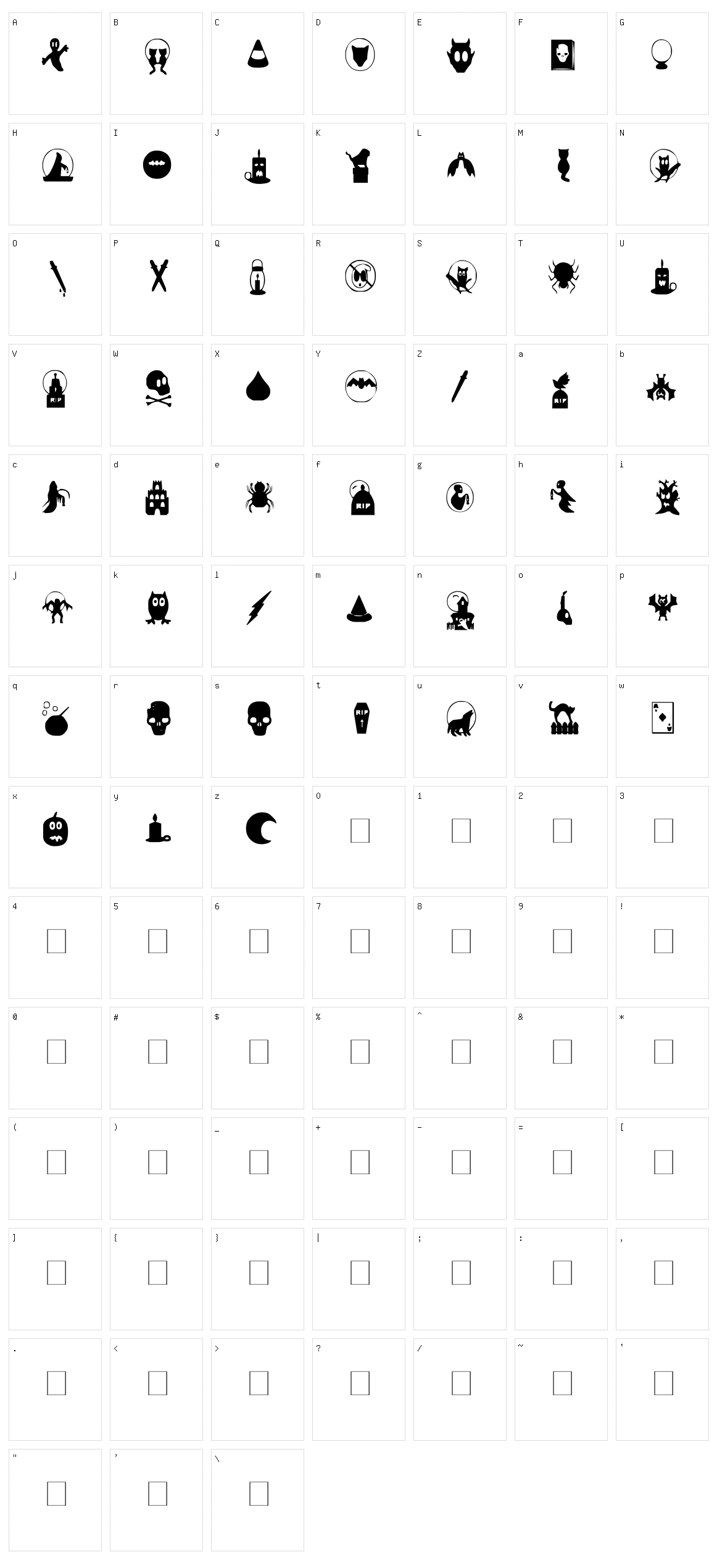 SBHalloding Character Set