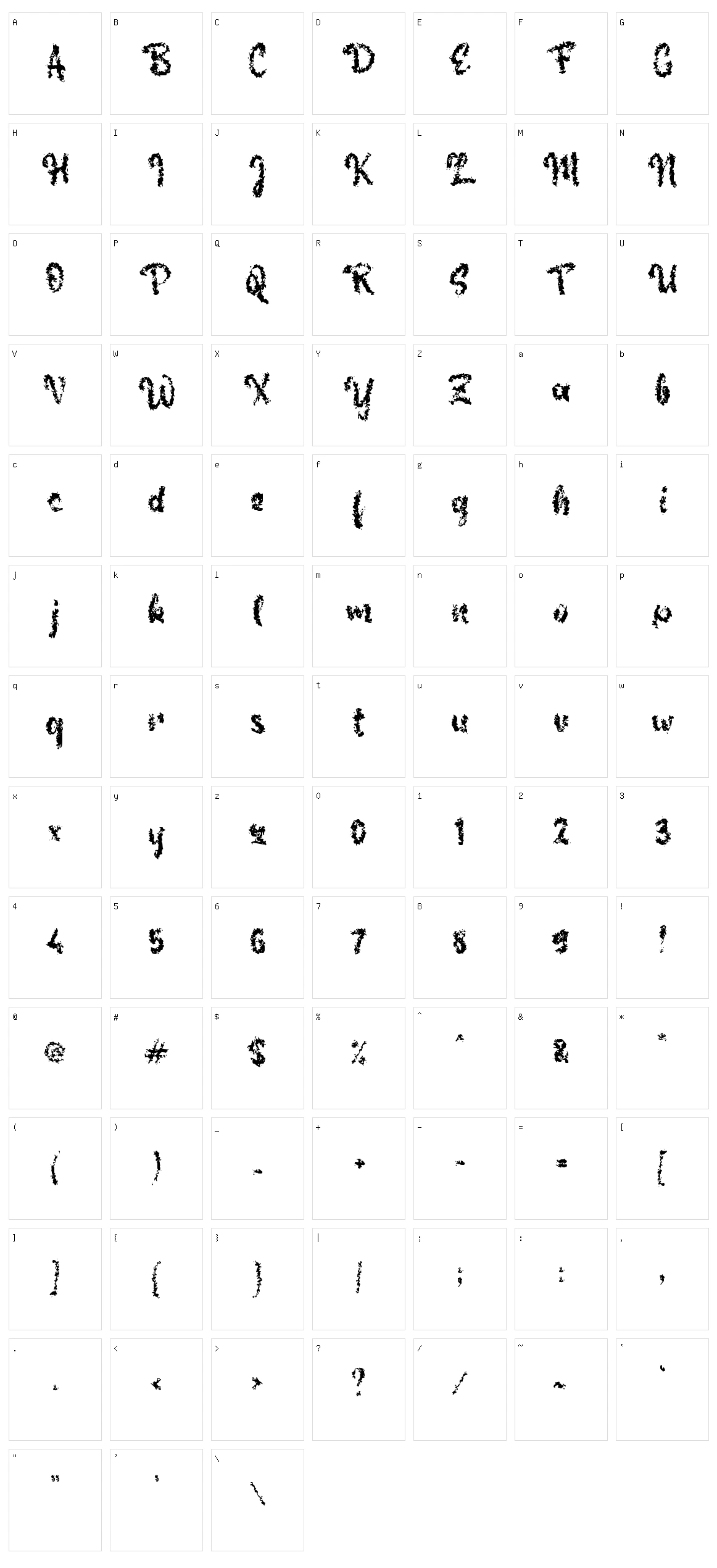 b Beling Kaca Character Set