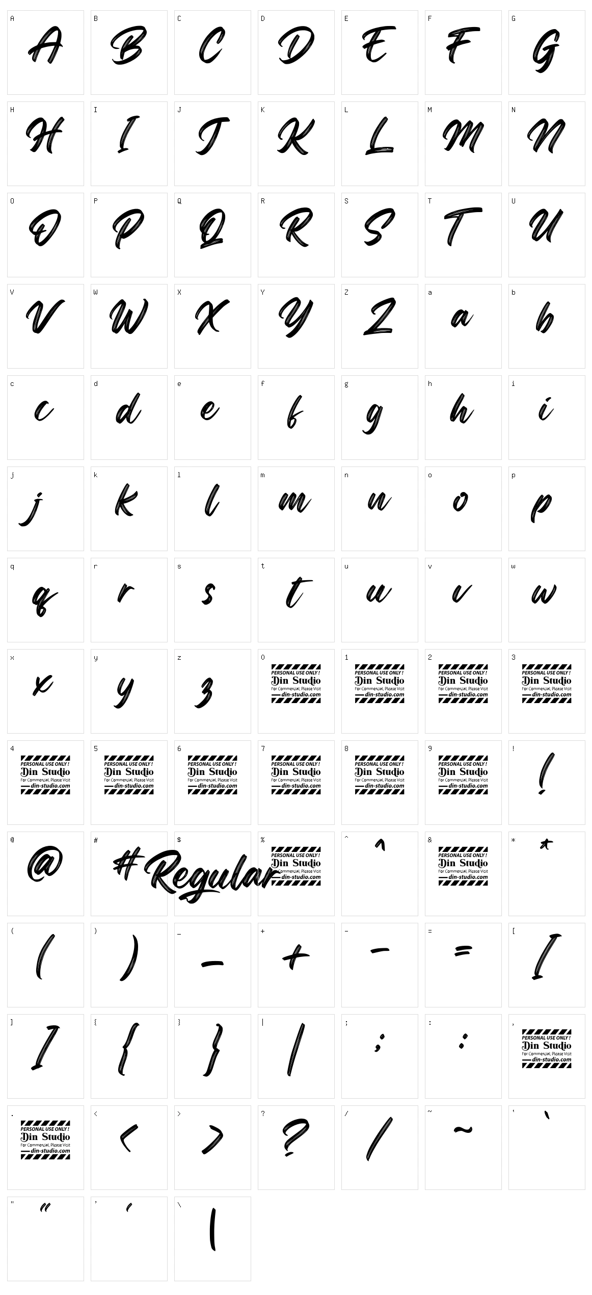 Regular Brush Character Set