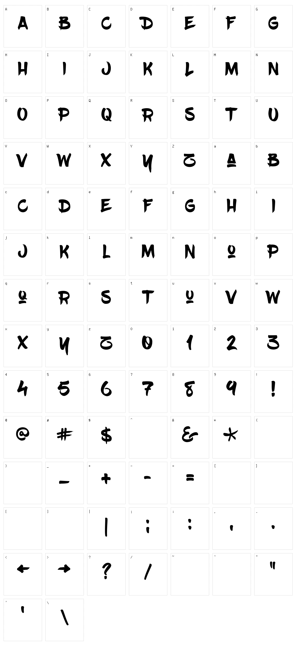 BlowBrush Character Set